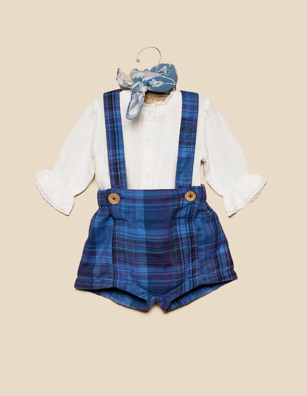 BLUE CHECKED STRAPS SHORTS