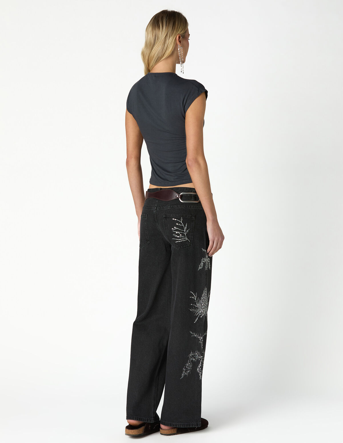 JEANS BORDADOS SEQUINS AZUL