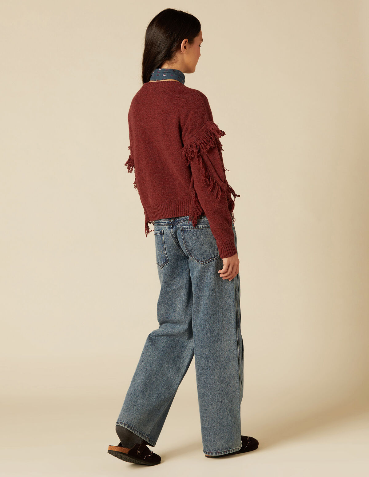 GREY FRINGED JUMPER