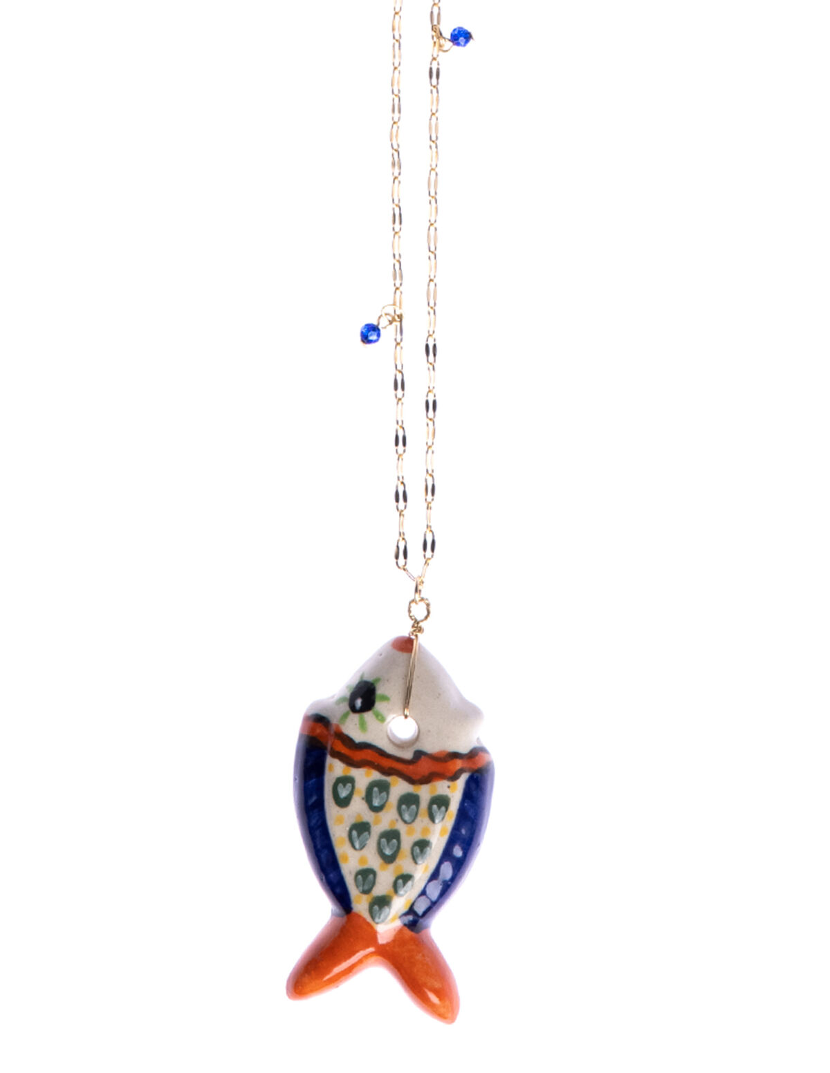 BLUE CERAMIC FISH NECKLACE