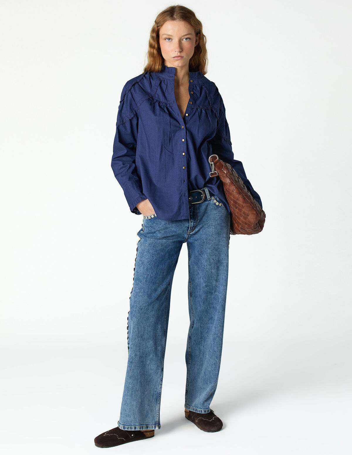 CONTRAST RUFFLE SHIRT