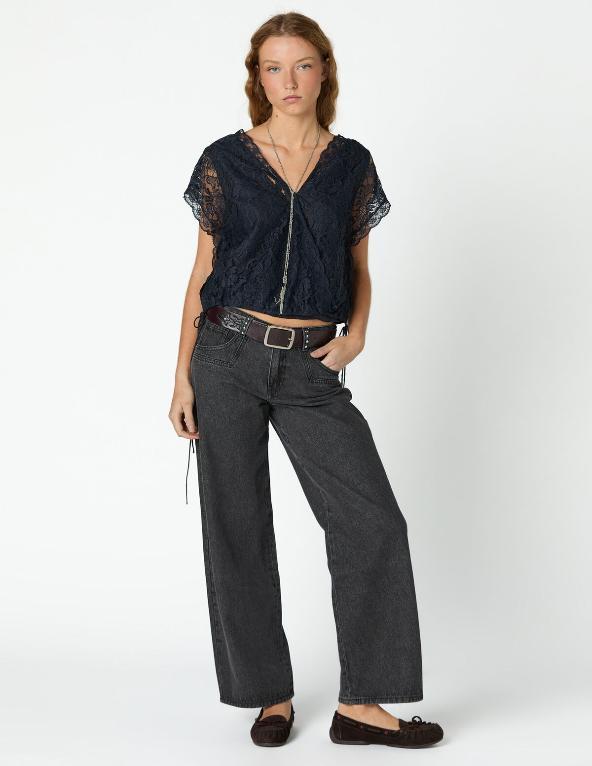 ANTHRACITE STUDDED BELT LOOPS JEANS