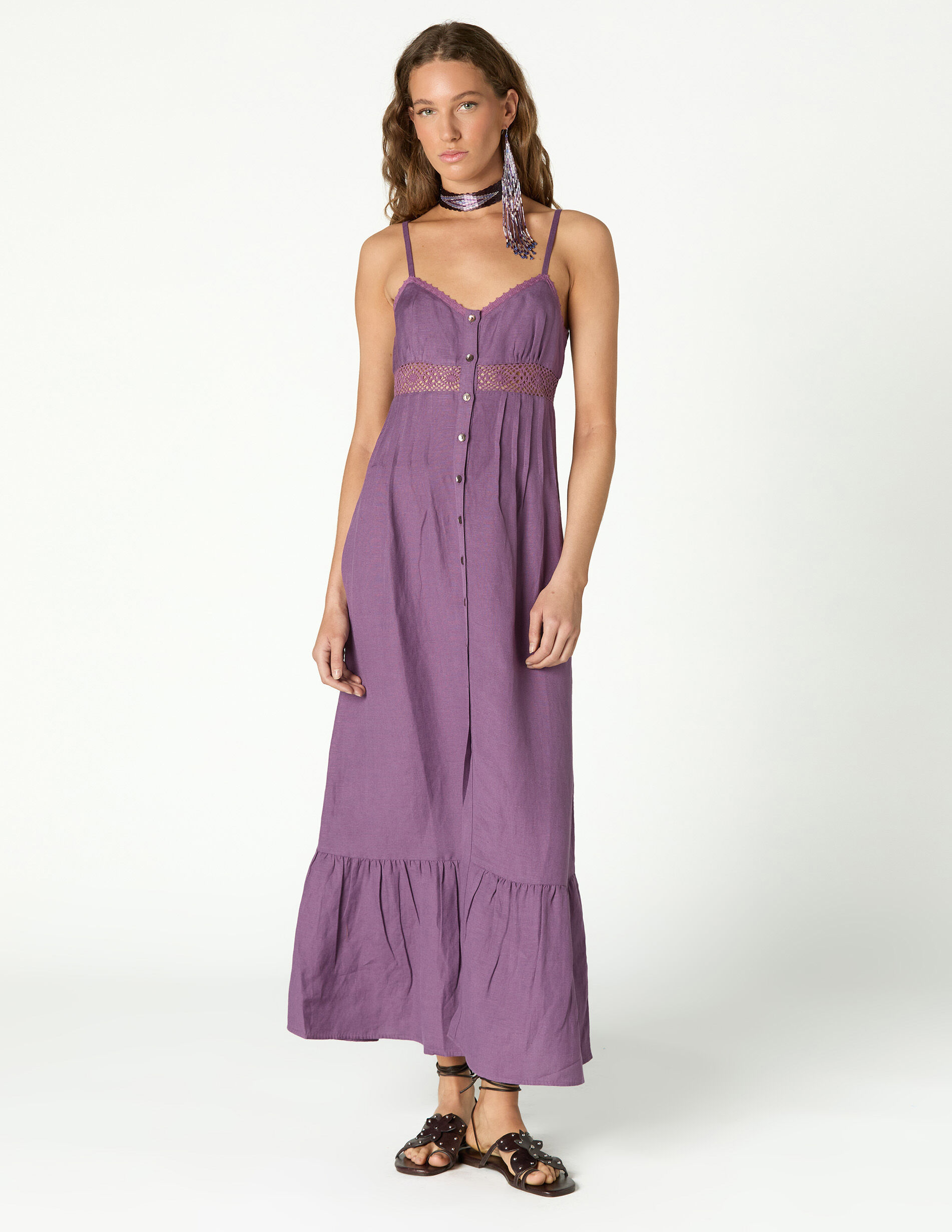 Purple pin-tuck dress | NICOLI