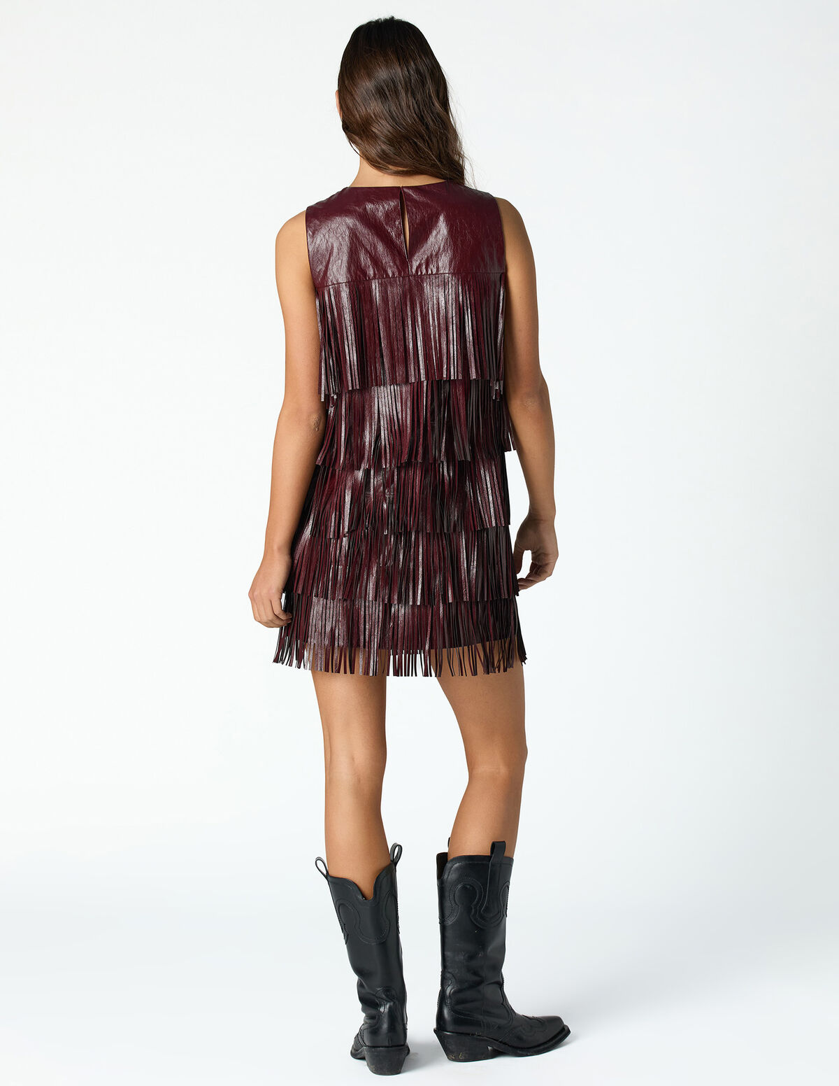 MAROON FRINGED DRESS