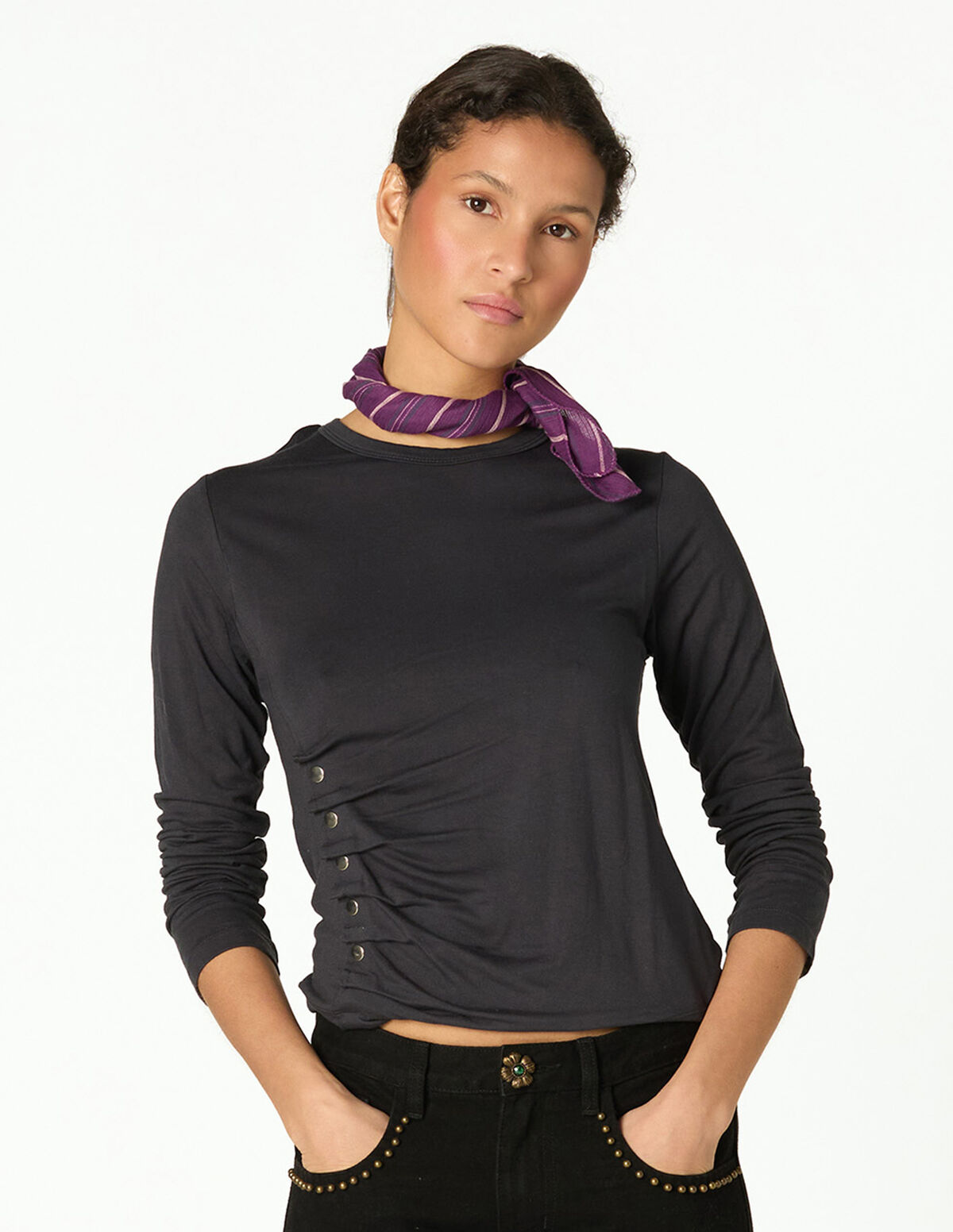 AMETHYST BUTTONED T-SHIRT