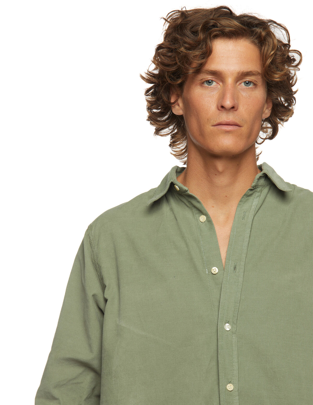 CHEMISE VELOURS CÔTELÉ VERTE