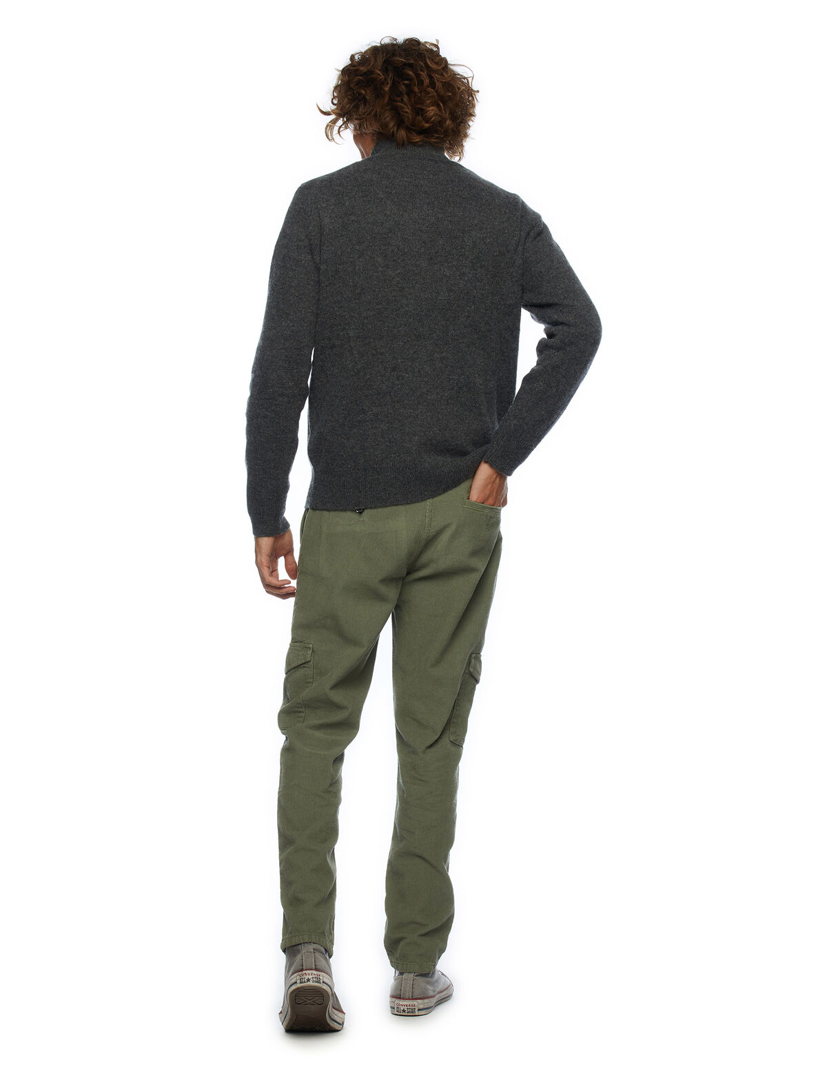 PANTALON CARGO VELOURS CÔTELÉ VERT