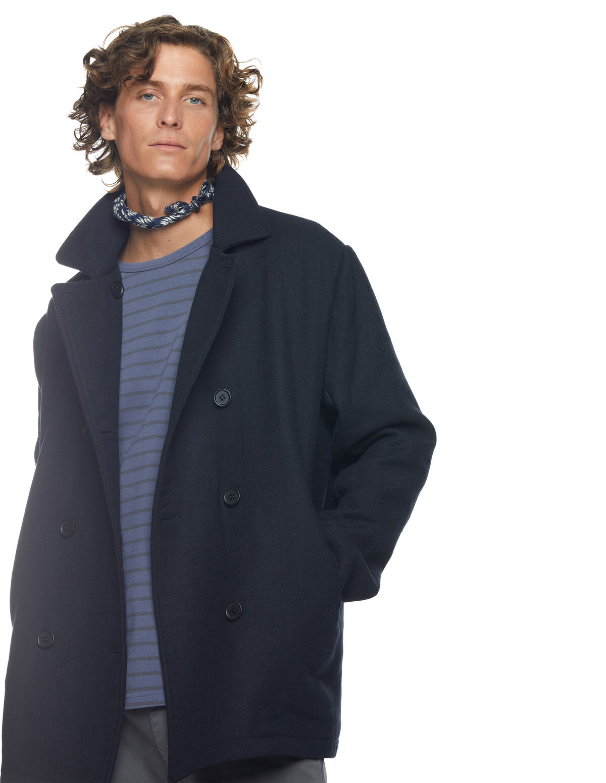 MANTEAU BLEU CROISÉ