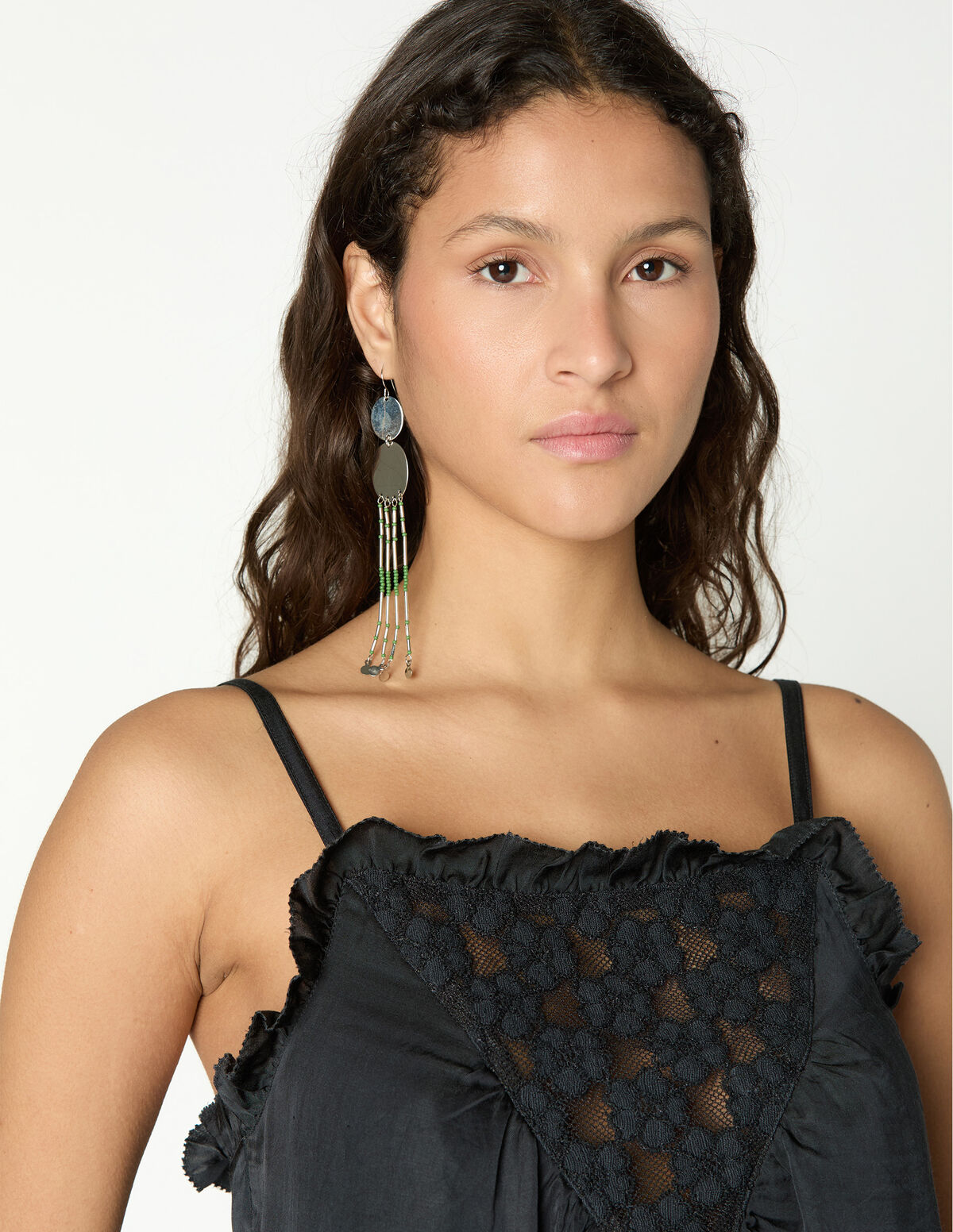 ANTHRACITE FLOWER LACE TOP