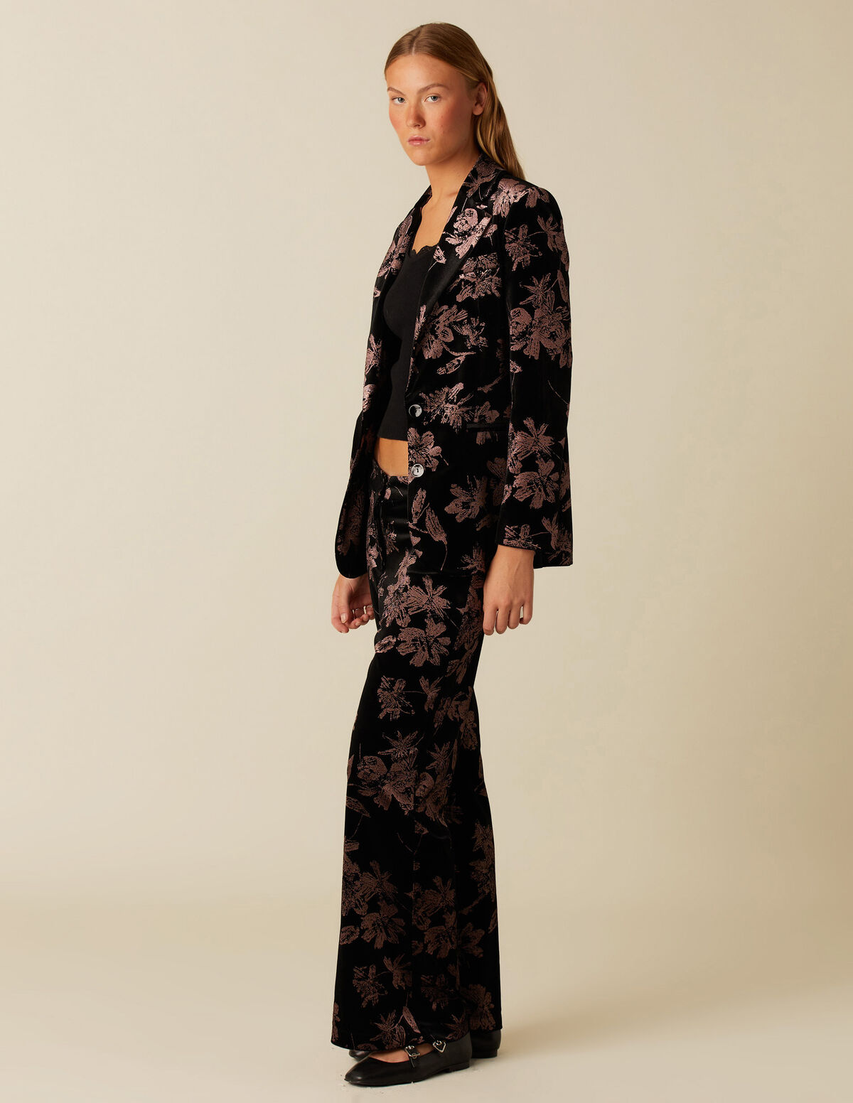 BLAZER VELOURS FLEUR MÛRE