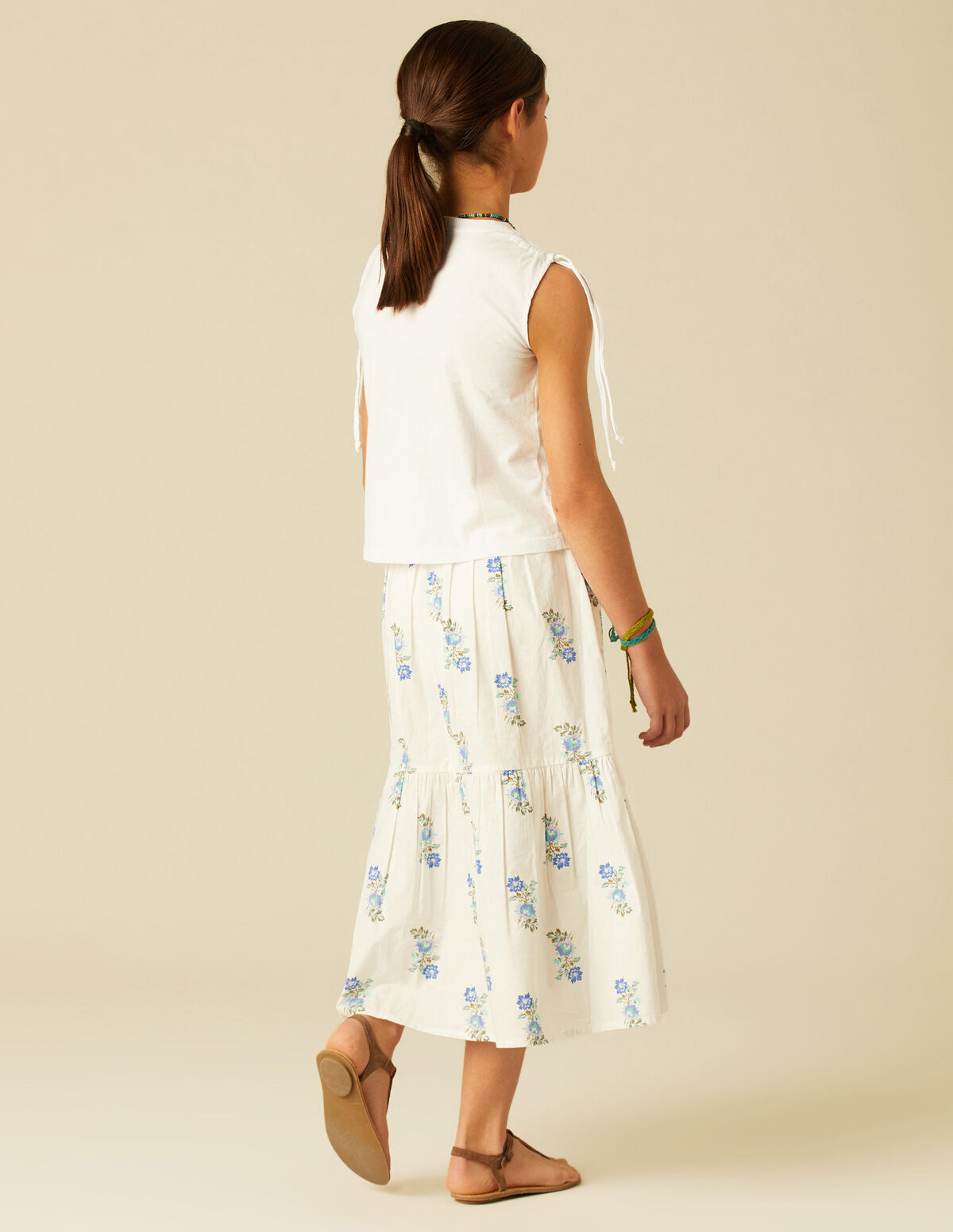 FALDA FLOR MULTICOLOR AZUL