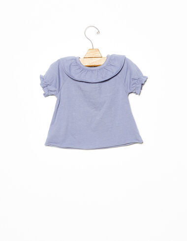 Blue ruffle neck T-shirt - T-shirts - Nícoli