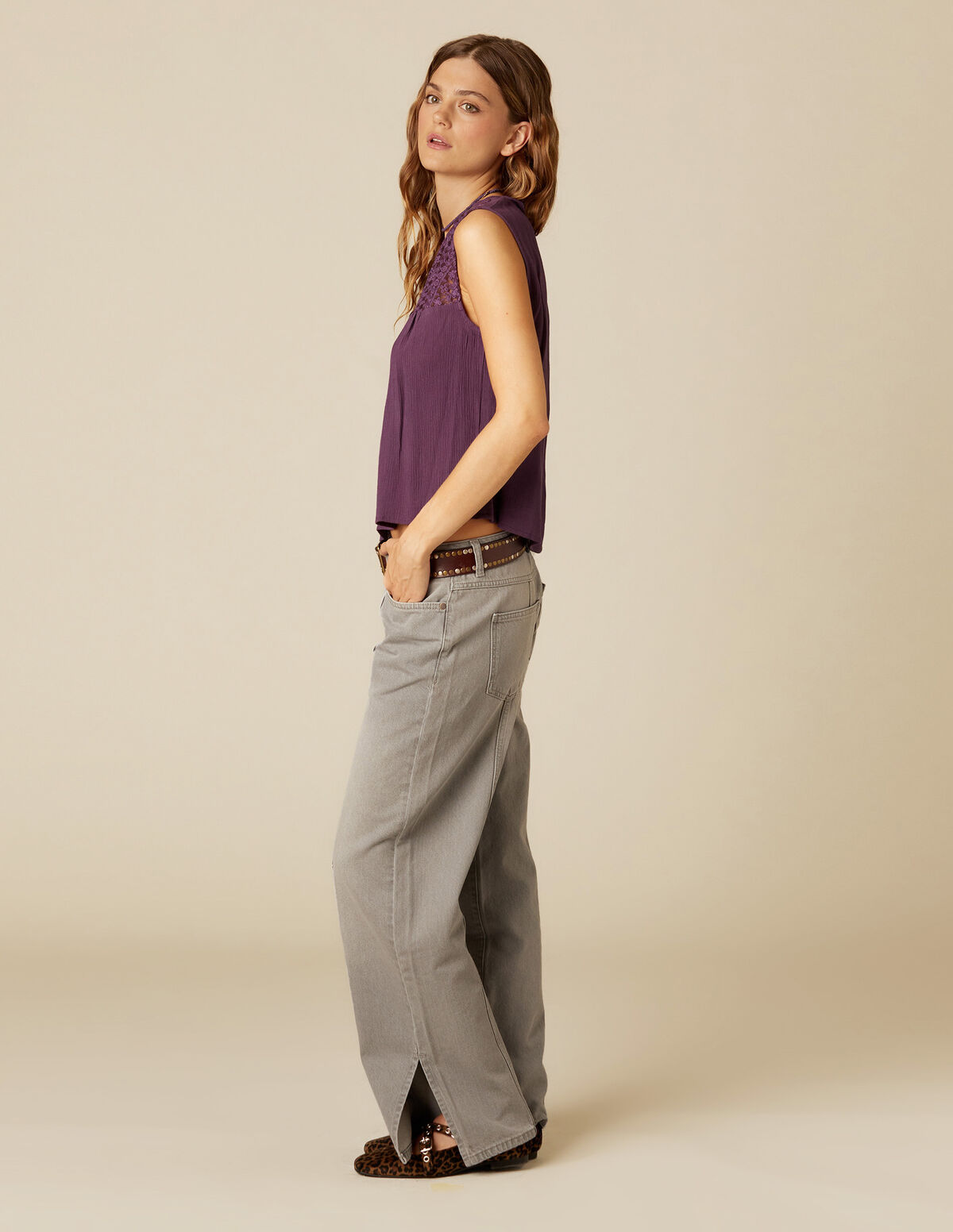 PANTALON BLANC DROIT COUTURES