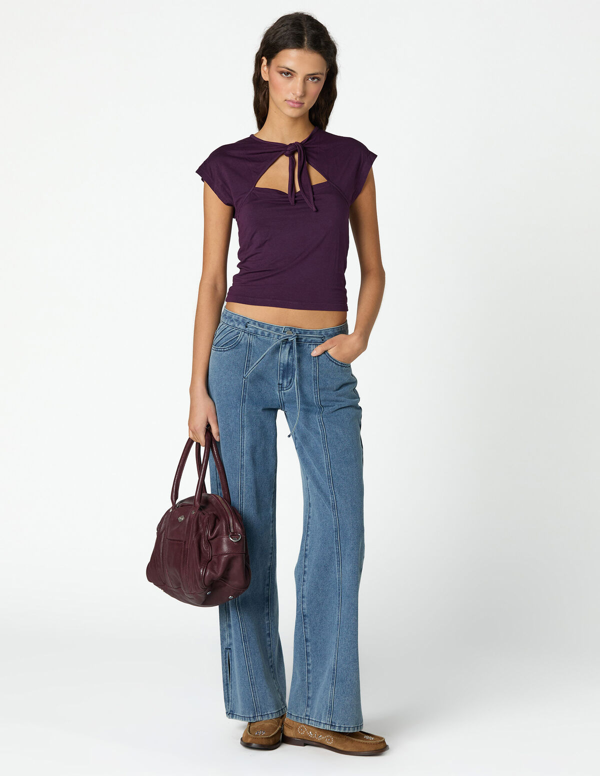 BLUE TOP-STITCHED POCKETS TROUSERS