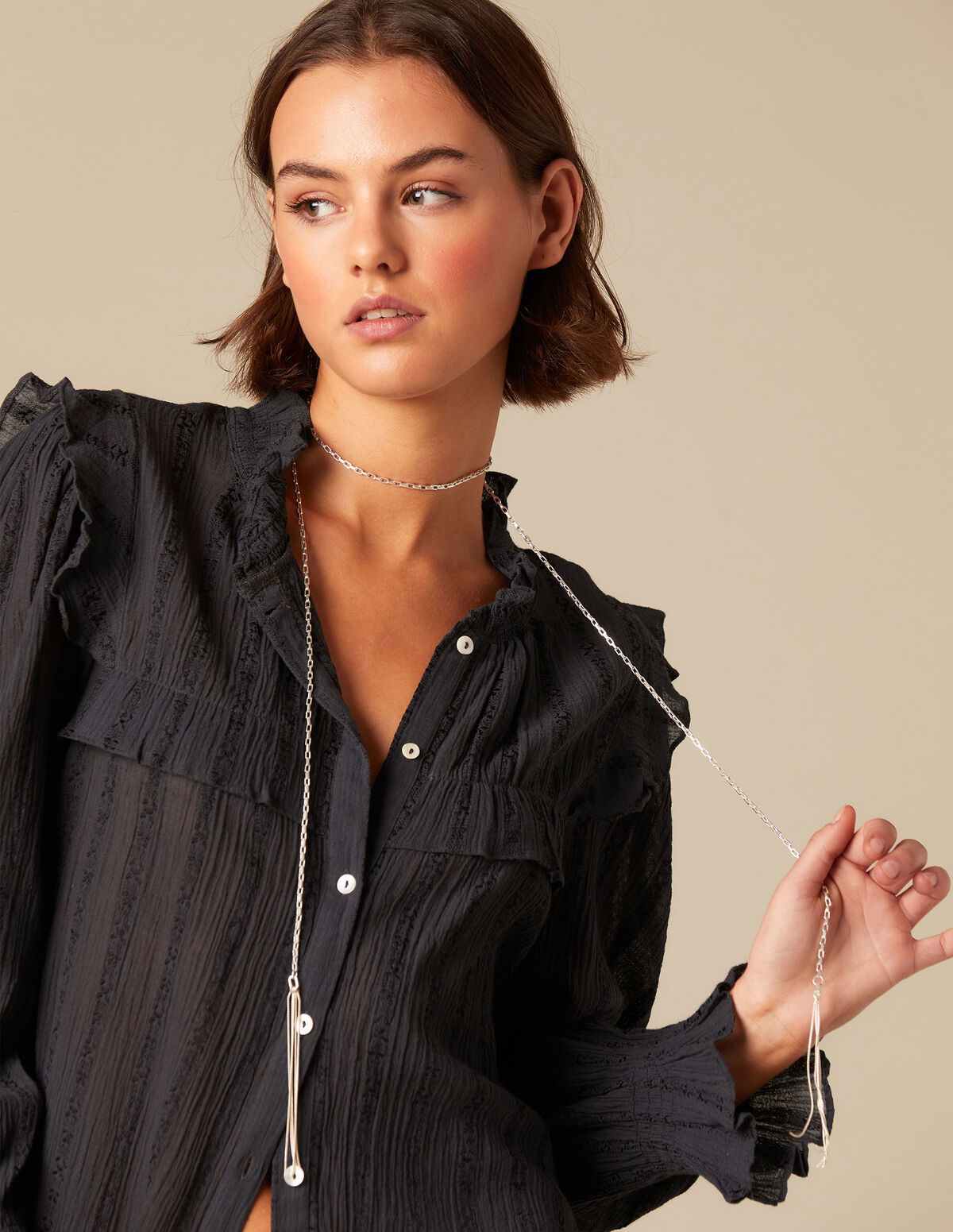 ANTHRACITE RUFFLED SHIRT