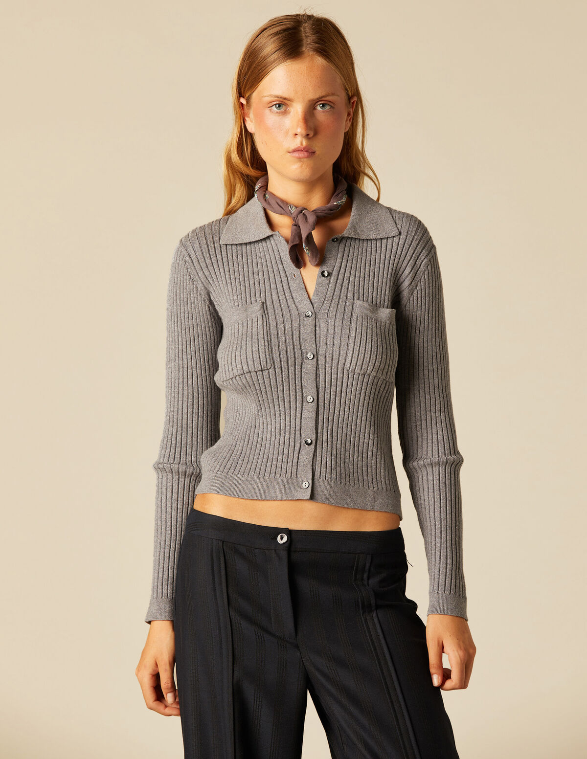 BLUE RIBBED CARDIGAN