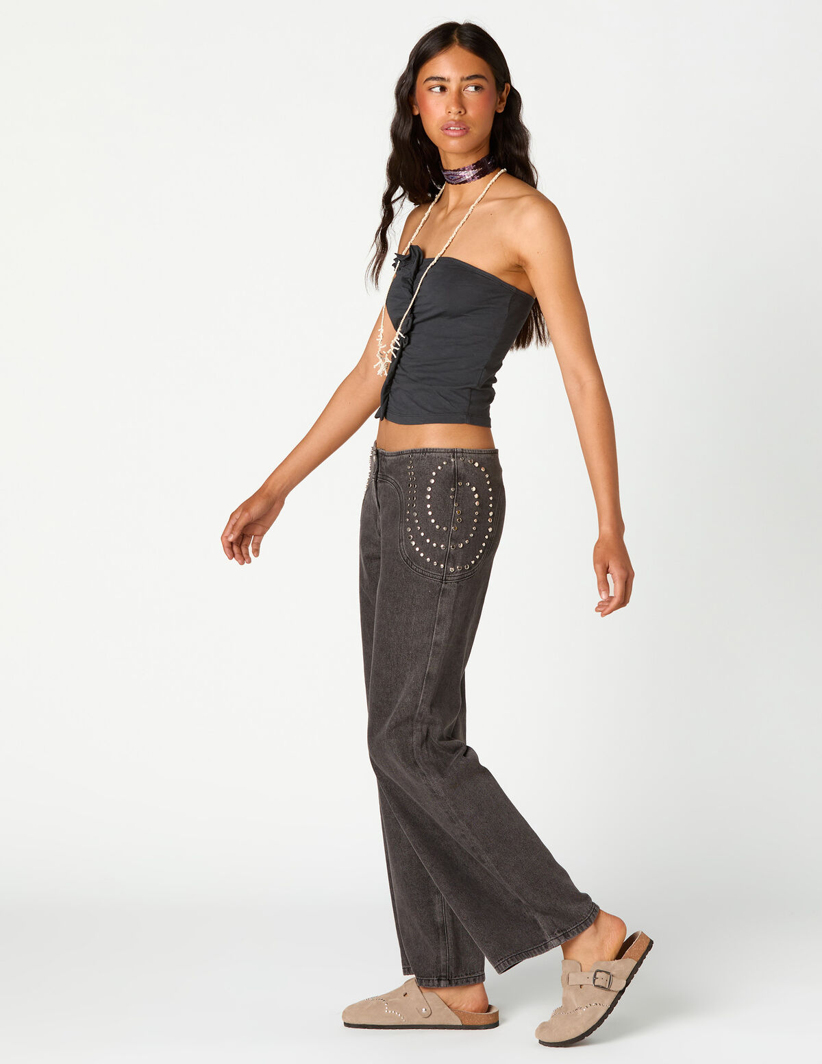 ANTHRACITE RUFFLE T-SHIRT