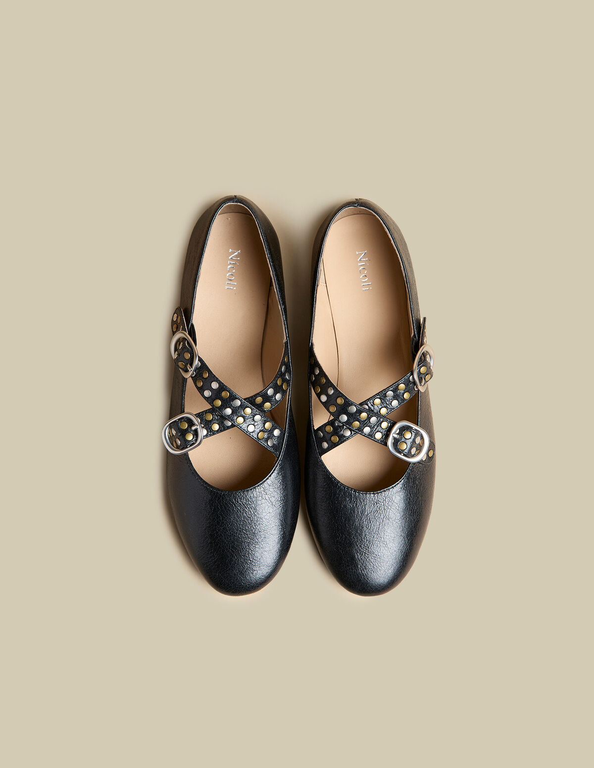 BROWN STUDDED BALLERINA