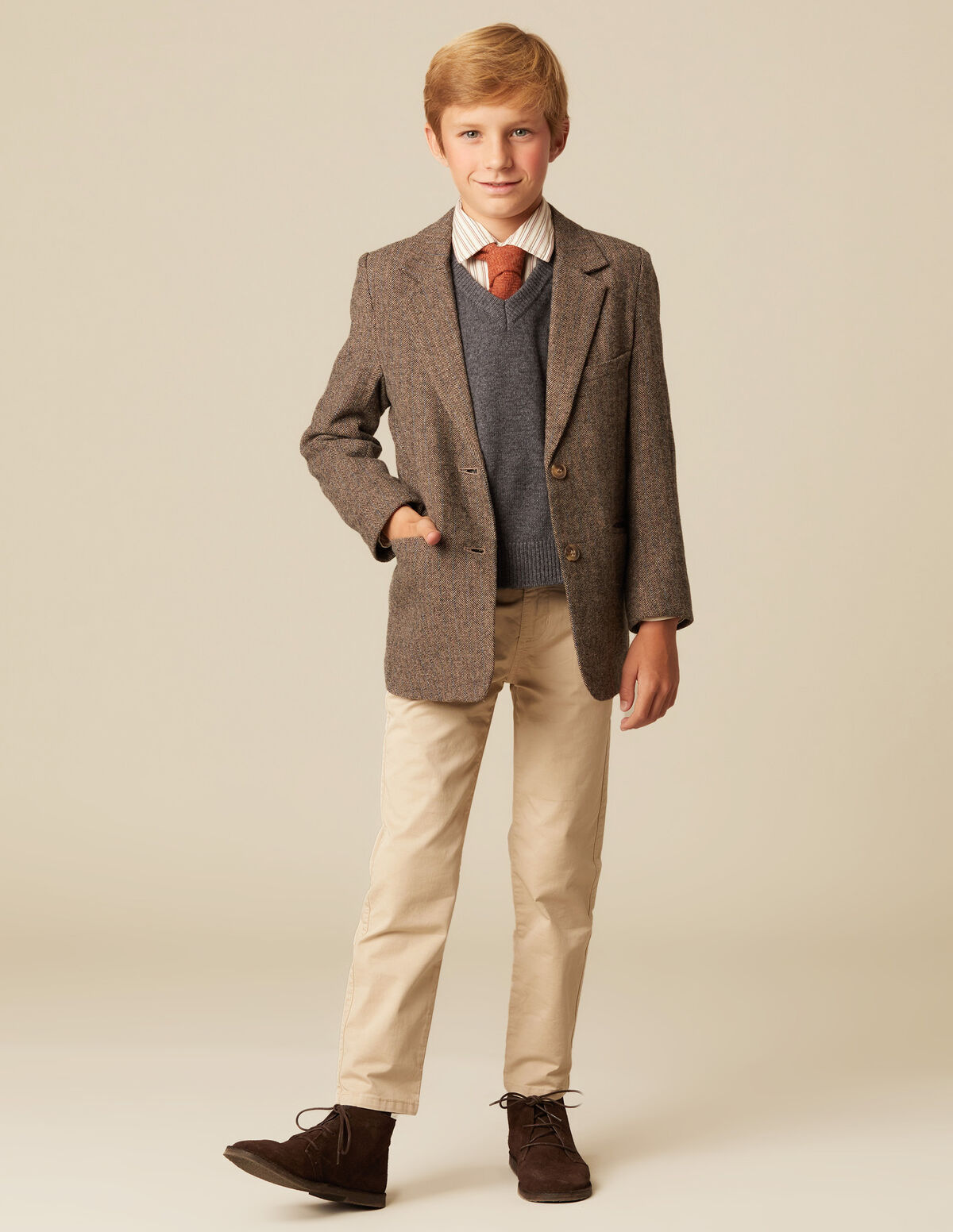 BROWN HERRINGBONE BLAZER