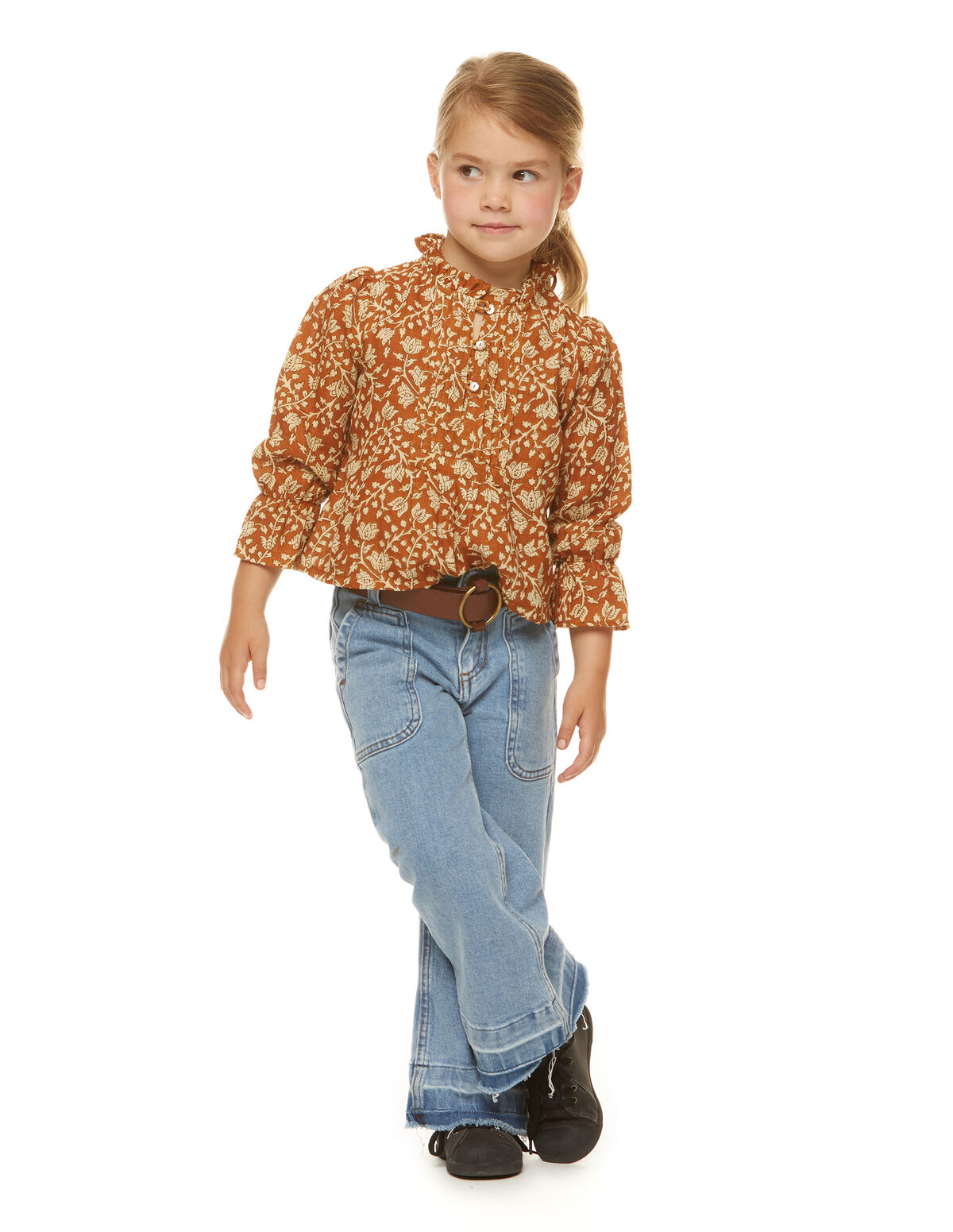 CAMISA FLOR INDIA MOSTAZA