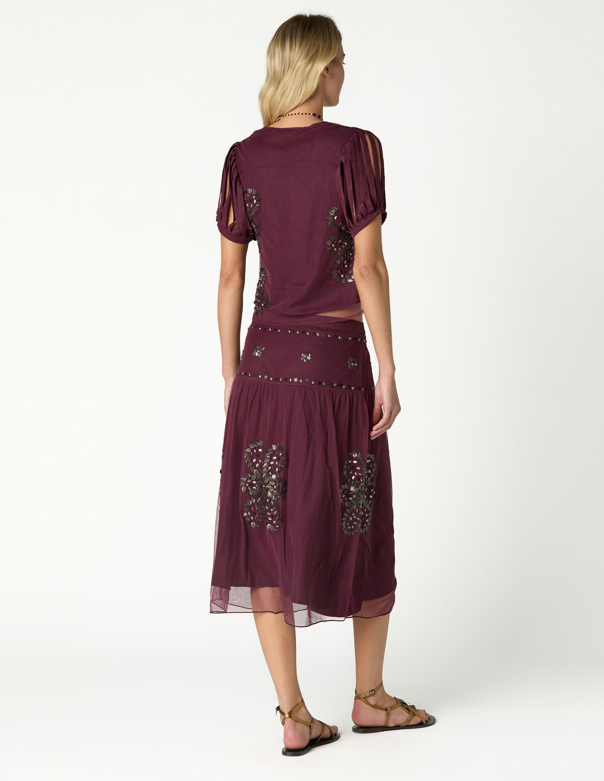 ANTHRACITE EMBROIDERED SKIRT