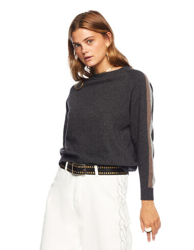 Grey contrast stripe jumper - Jumpers & Sweatshirts - Nícoli