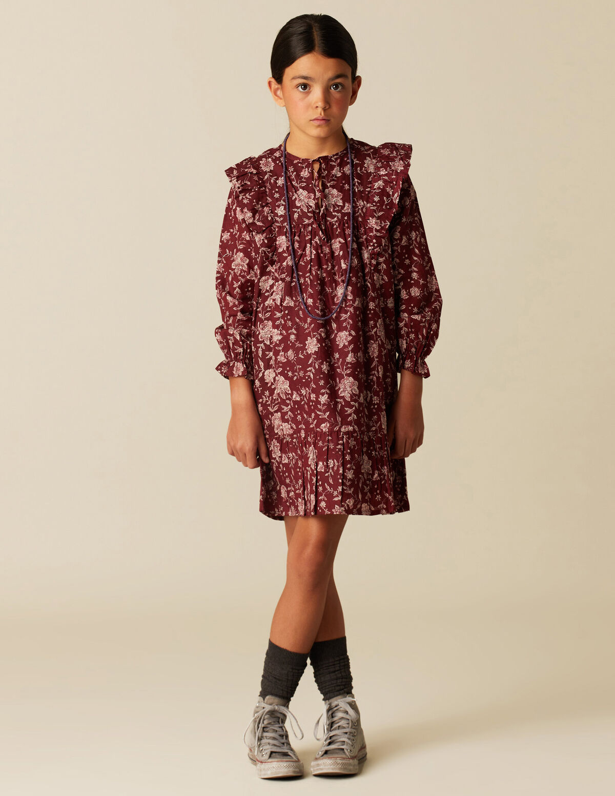 MAROON INDIAN FLORAL DRESS