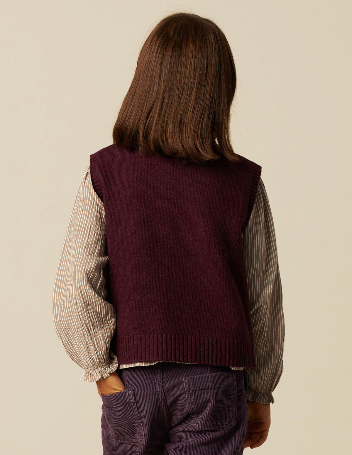 GIRLS DARK BROWN TURTLENECK VEST 