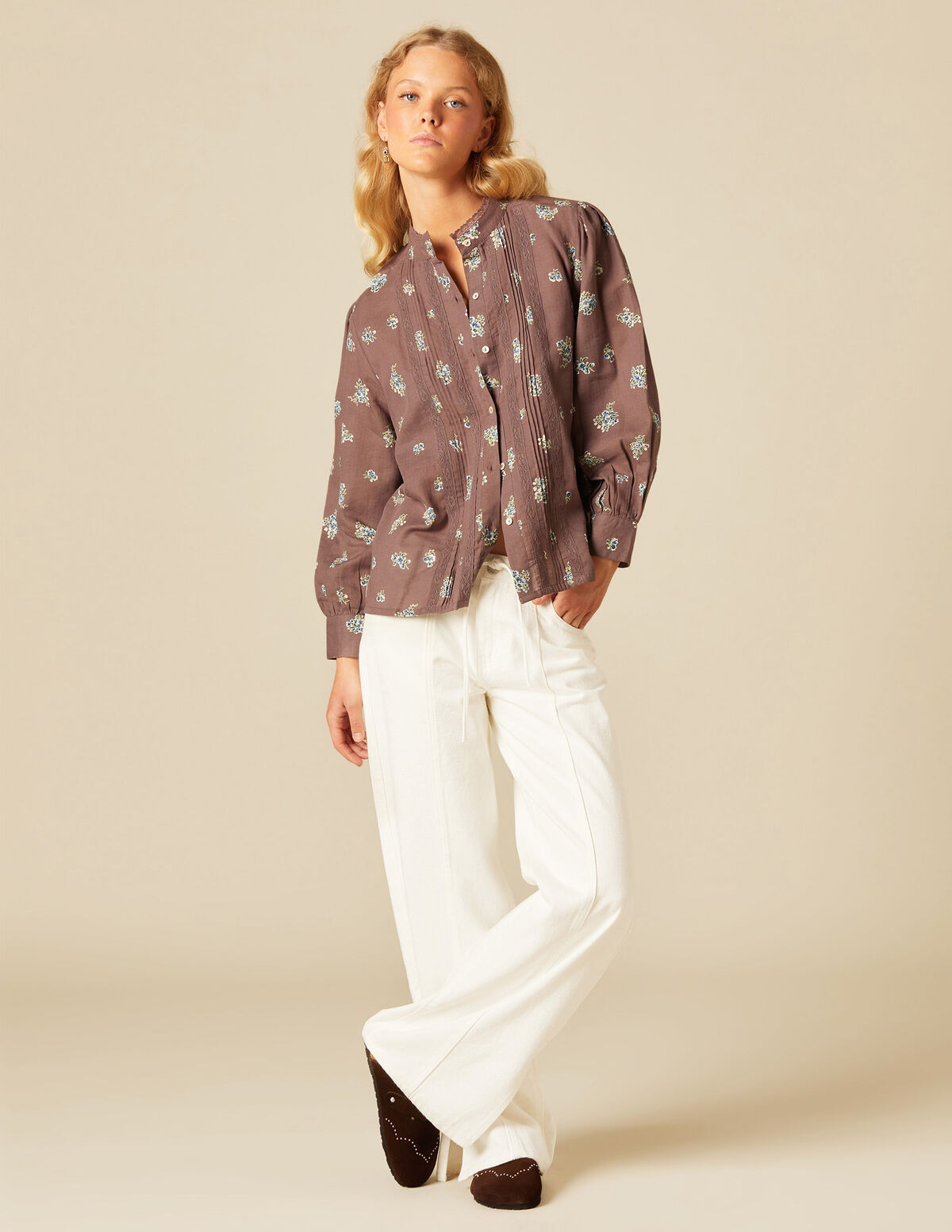 BLUE TOP-STITCHED POCKETS TROUSERS