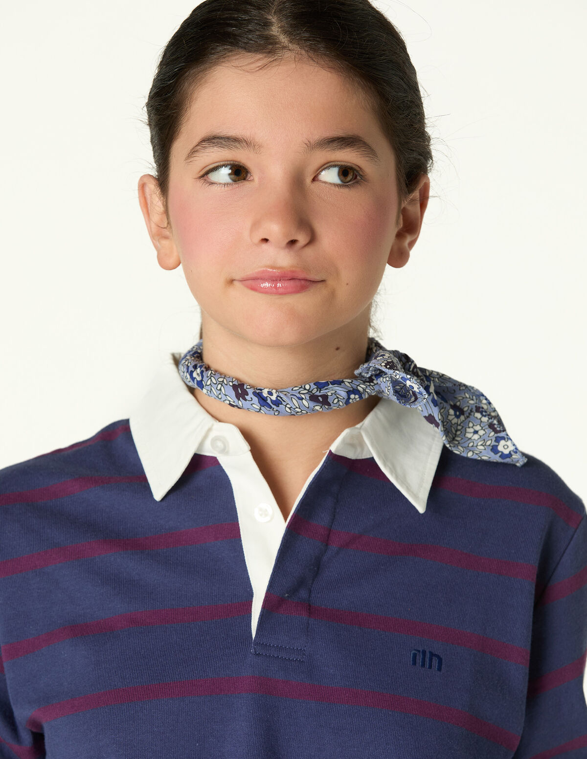 BLUE STRIPED POLO SWEATSHIRT