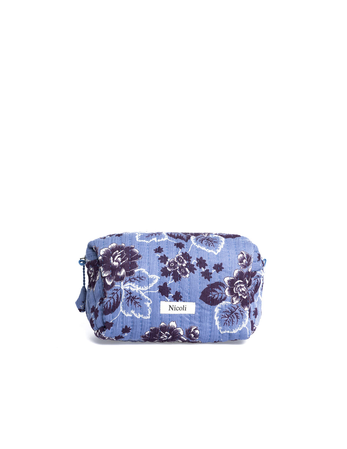 SMALL VINTAGE ANILINE BLUE PRINT TOILETRY BAG