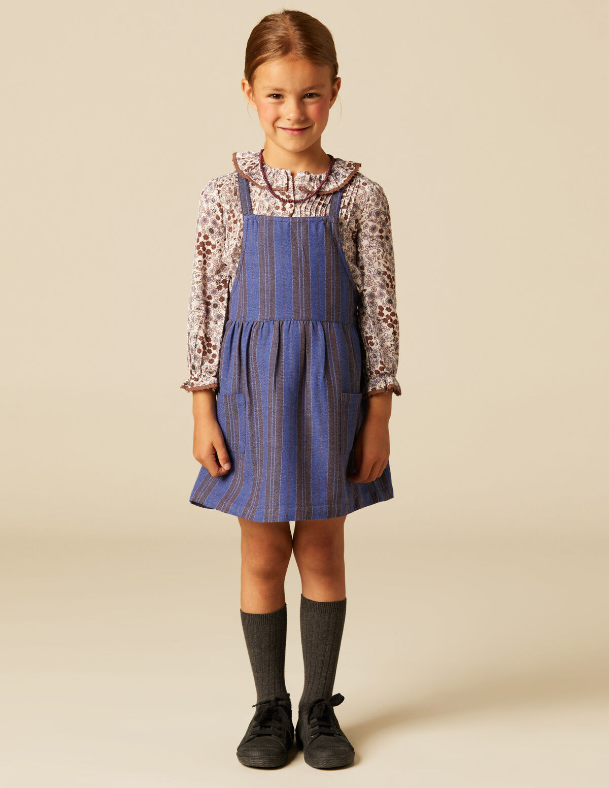 BERRY STRIPED PINAFORE DRESS