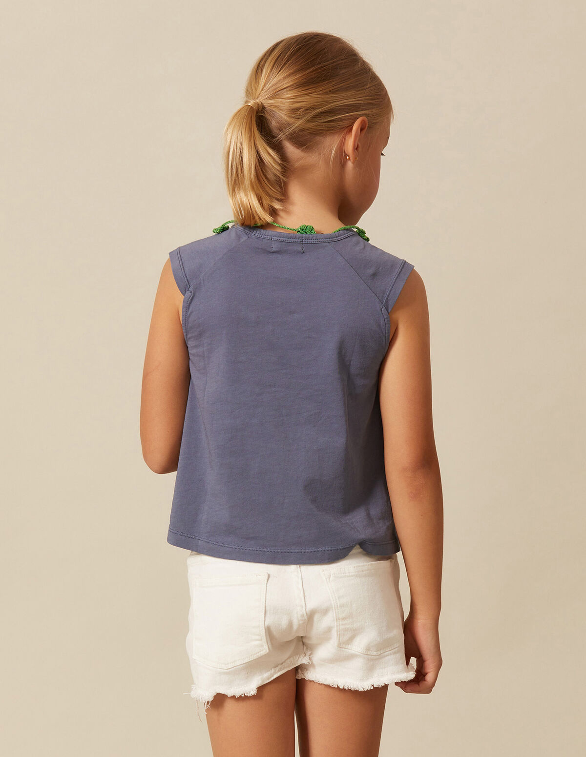 T-SHIRT COUPURES BLEU