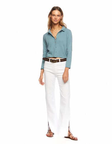 White wide leg trousers with slit - Spring Palette - Nícoli