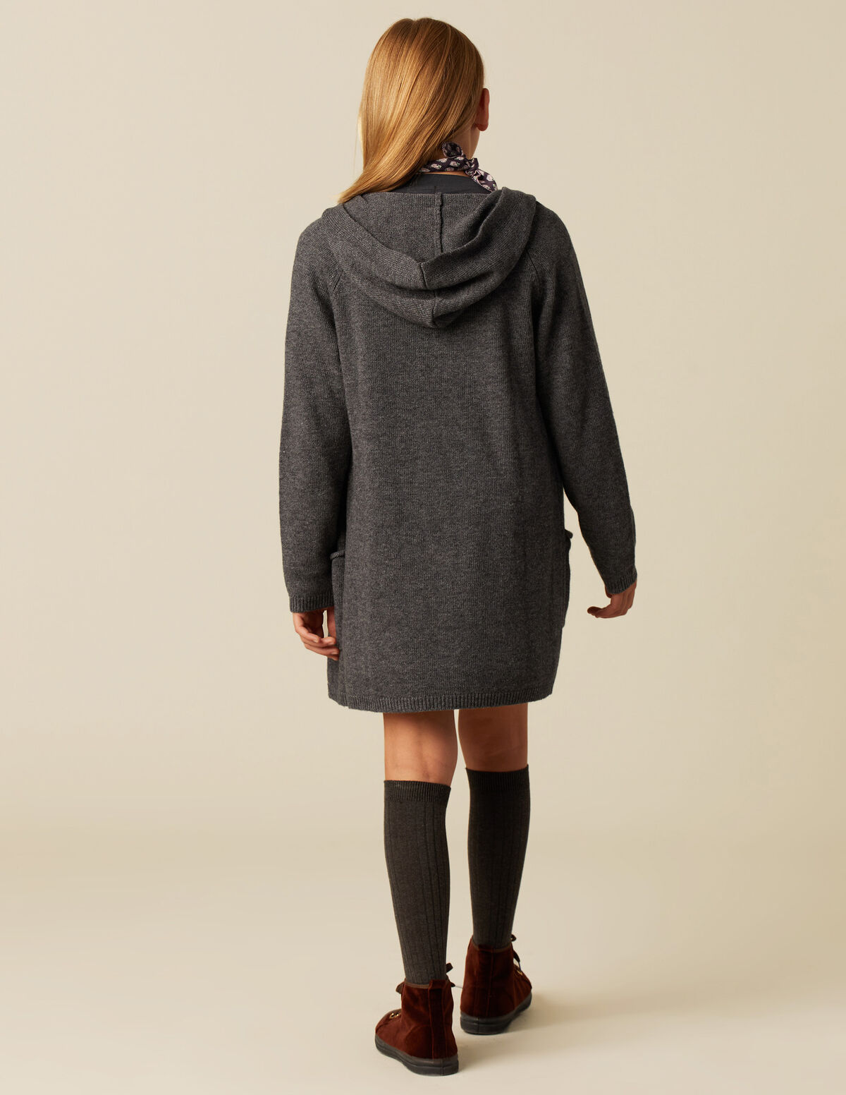 VESTE LONGUE CAPUCHE ANTHRACITE 