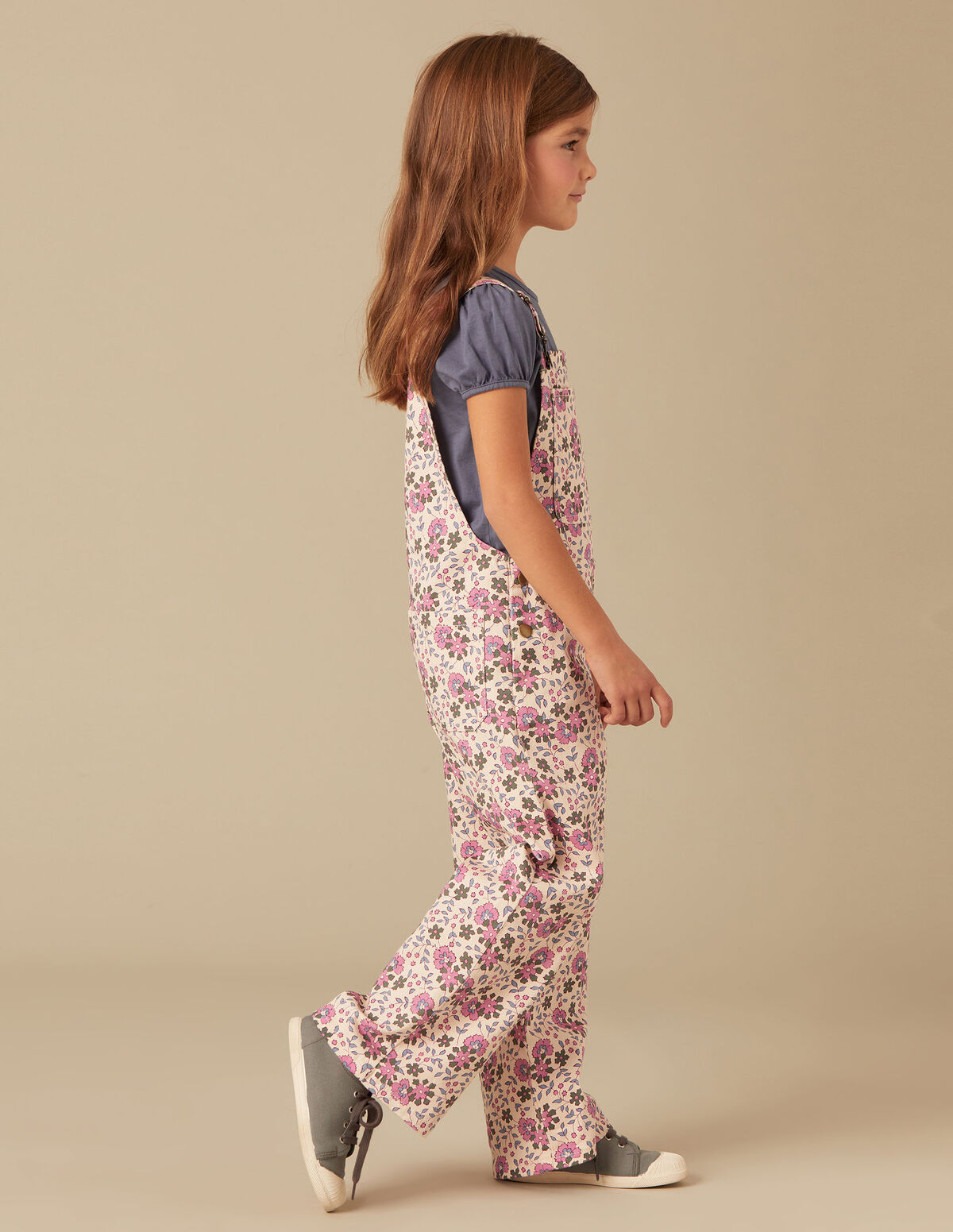 PINK AND GREEN FLORAL DUNGAREES