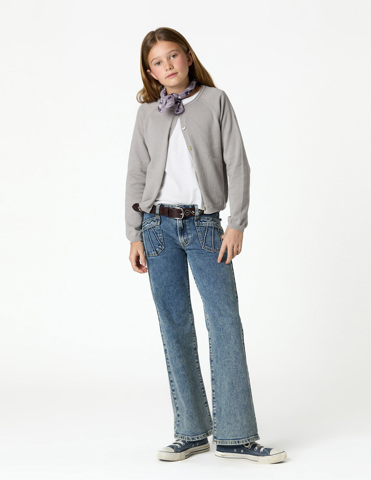 BLUE SEAMED POCKET JEANS