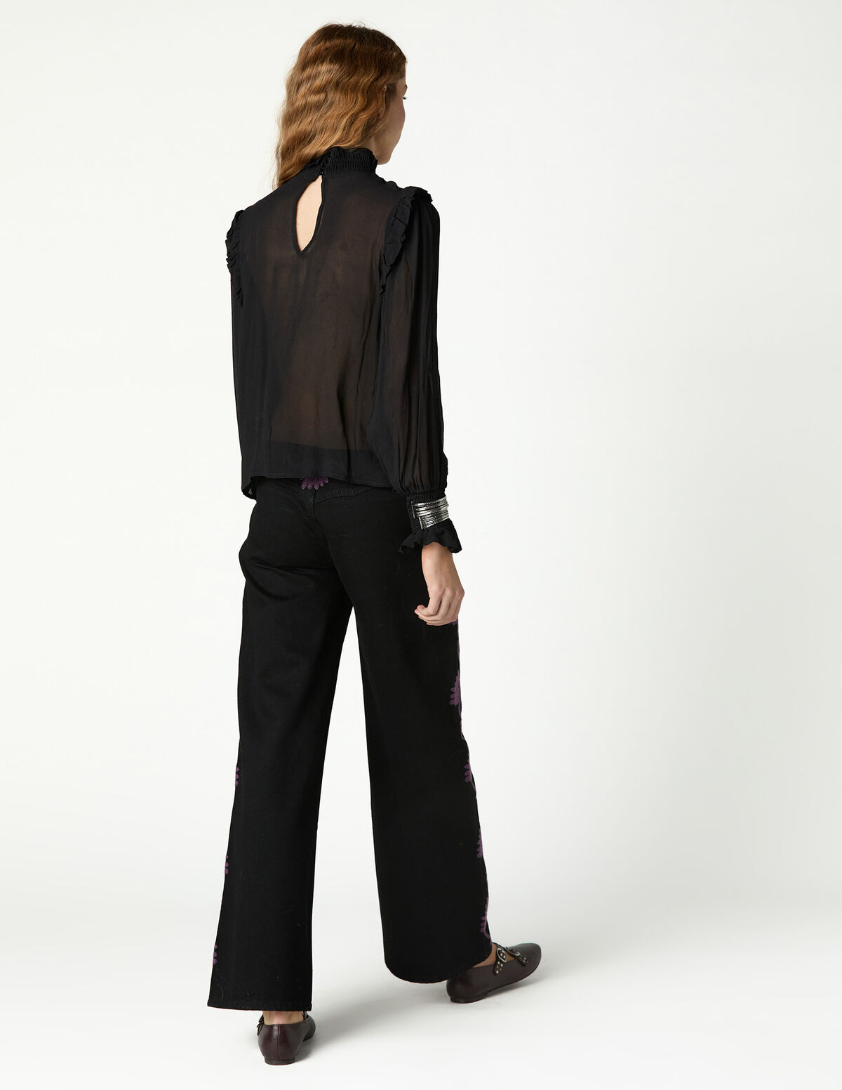 ANTHRACITE JEANS WITH SILVER EMBROIDERY