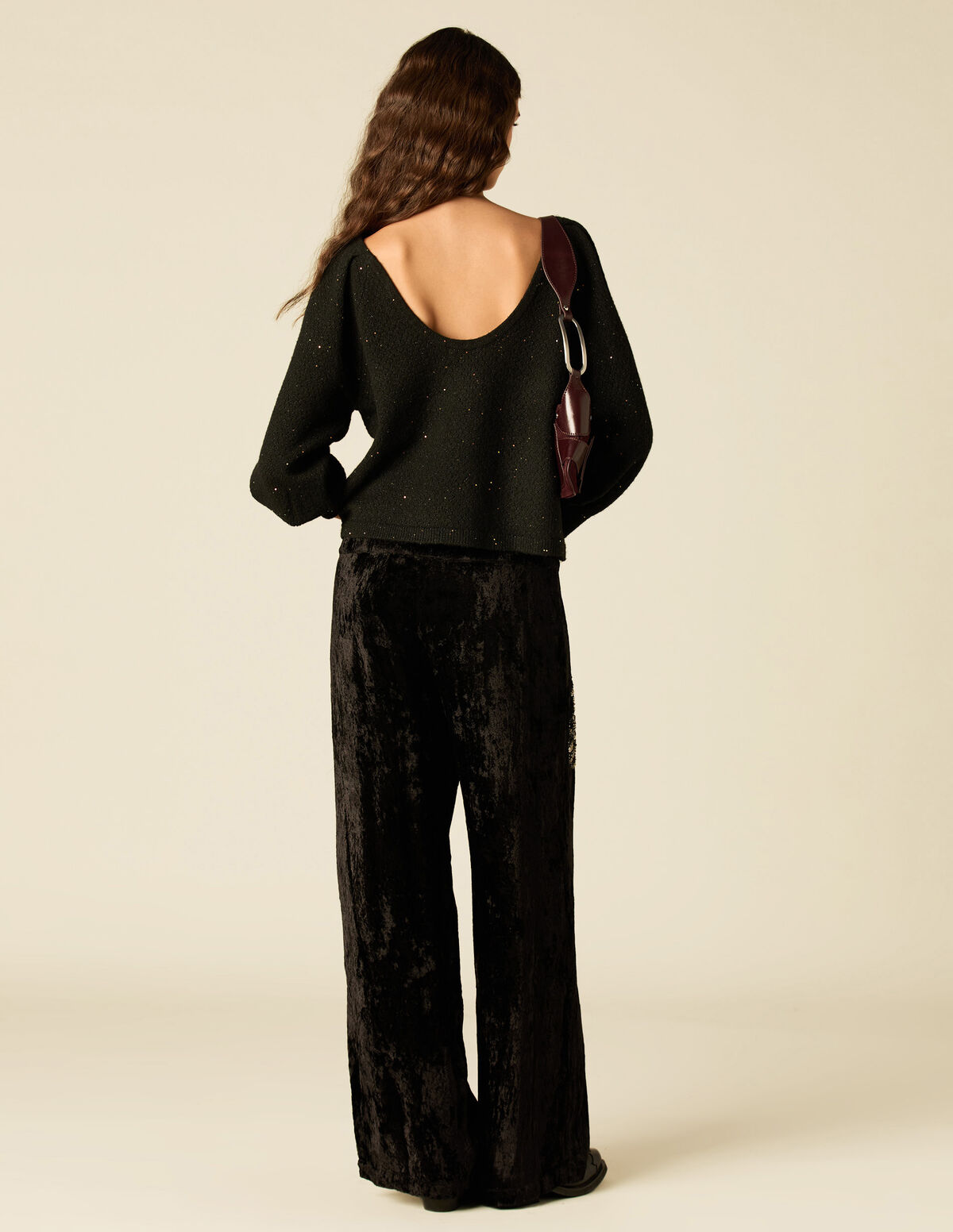 PANTALON VELOURS PERLES