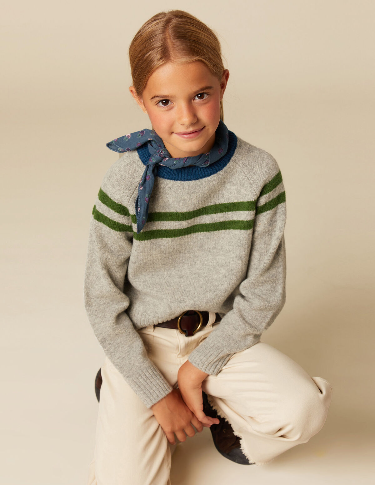 DOUBLE STRIPE GREY JUMPER