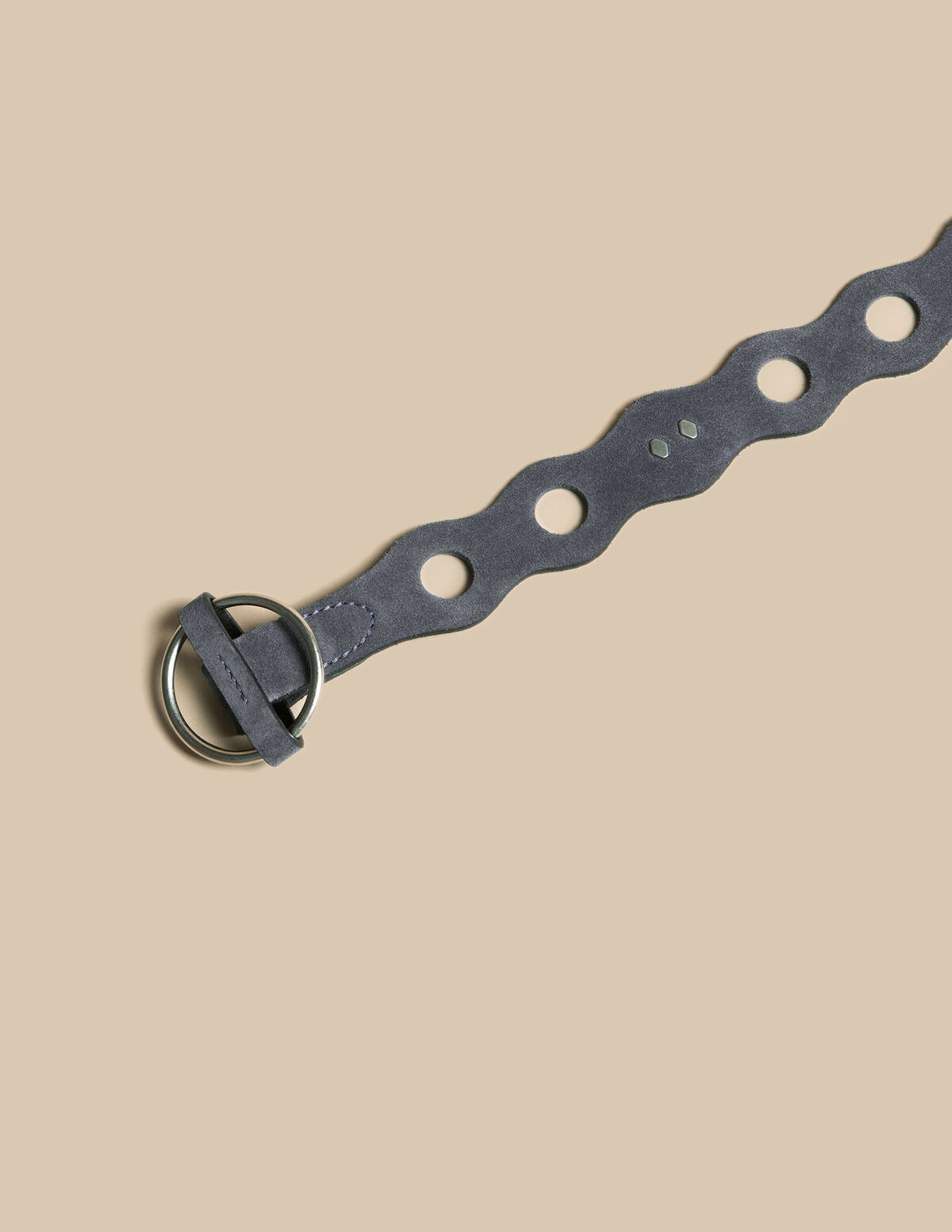 CEINTURE RÉTRO CROÛTE DE CUIR BLEUE