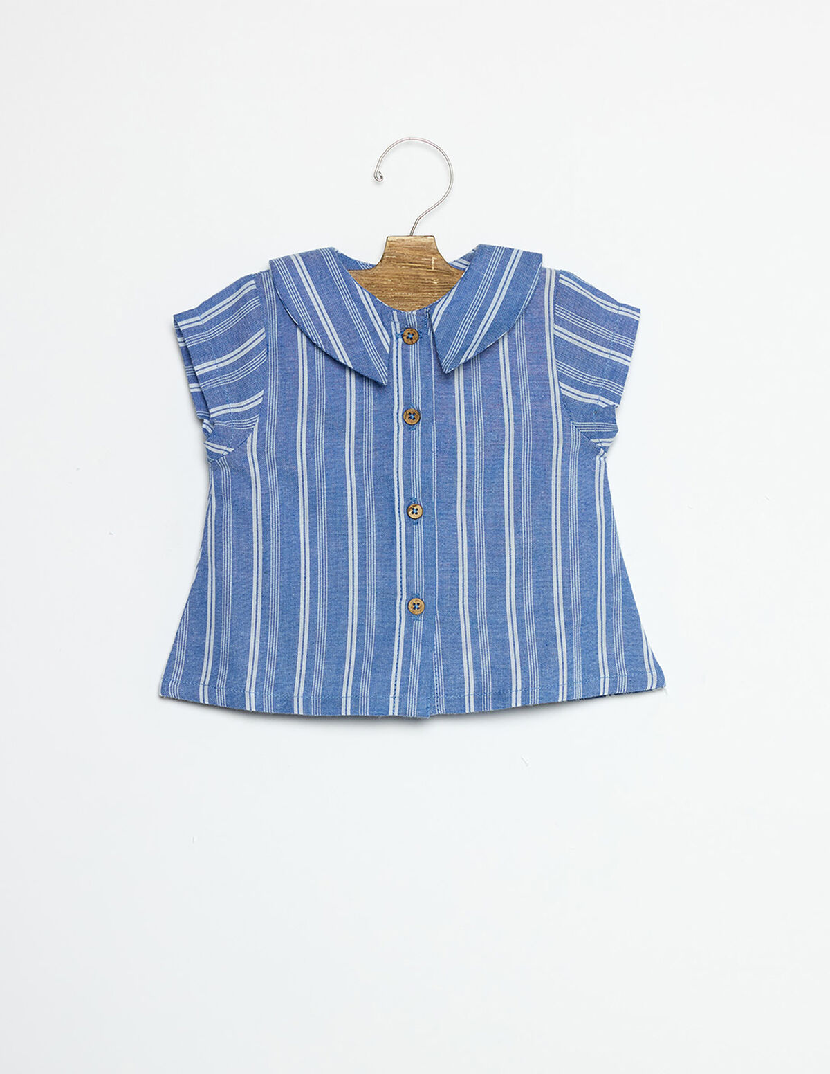 ECRU/BLUE STRIPE SHIRT