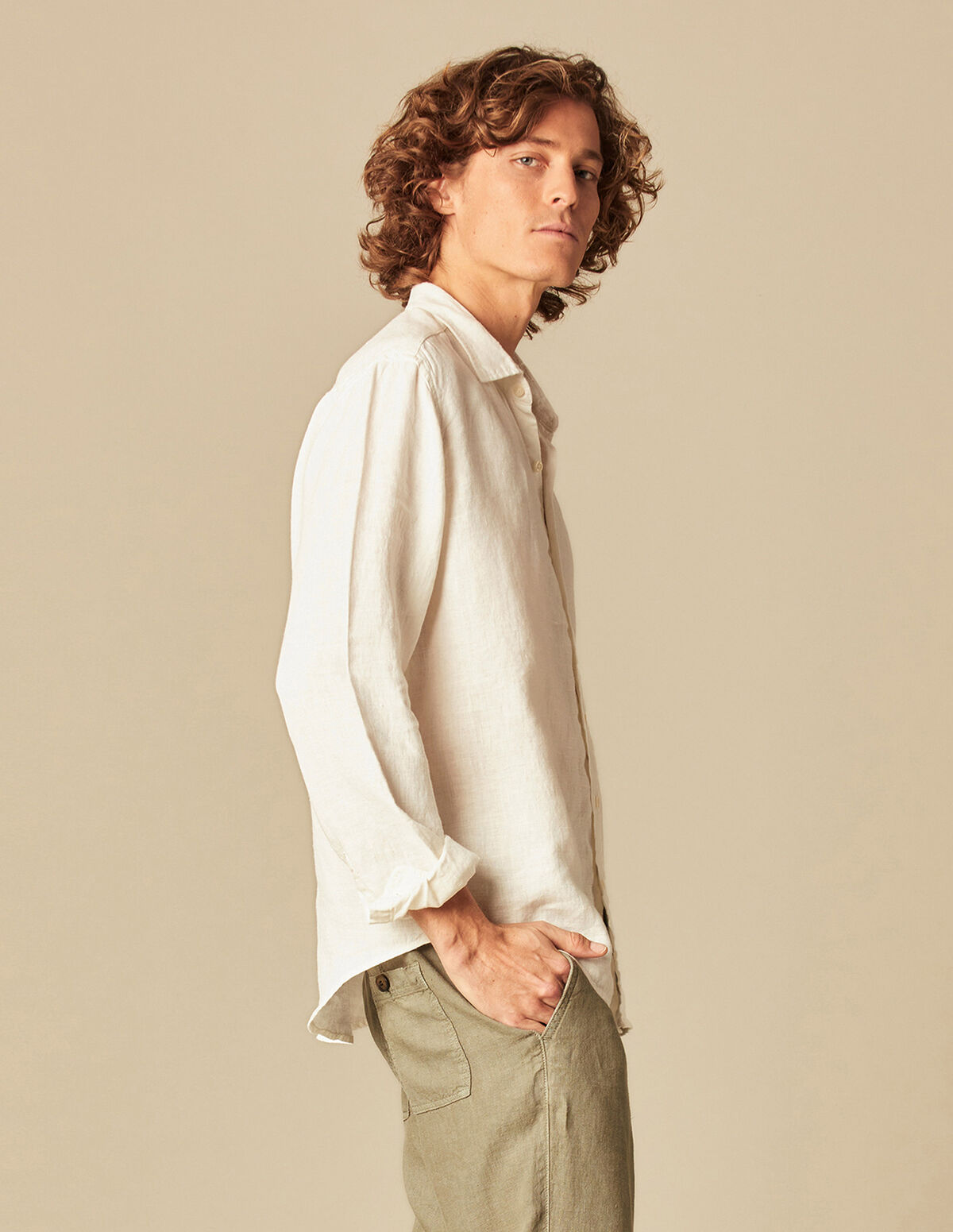 CHEMISE COL V LIN BLANCHE