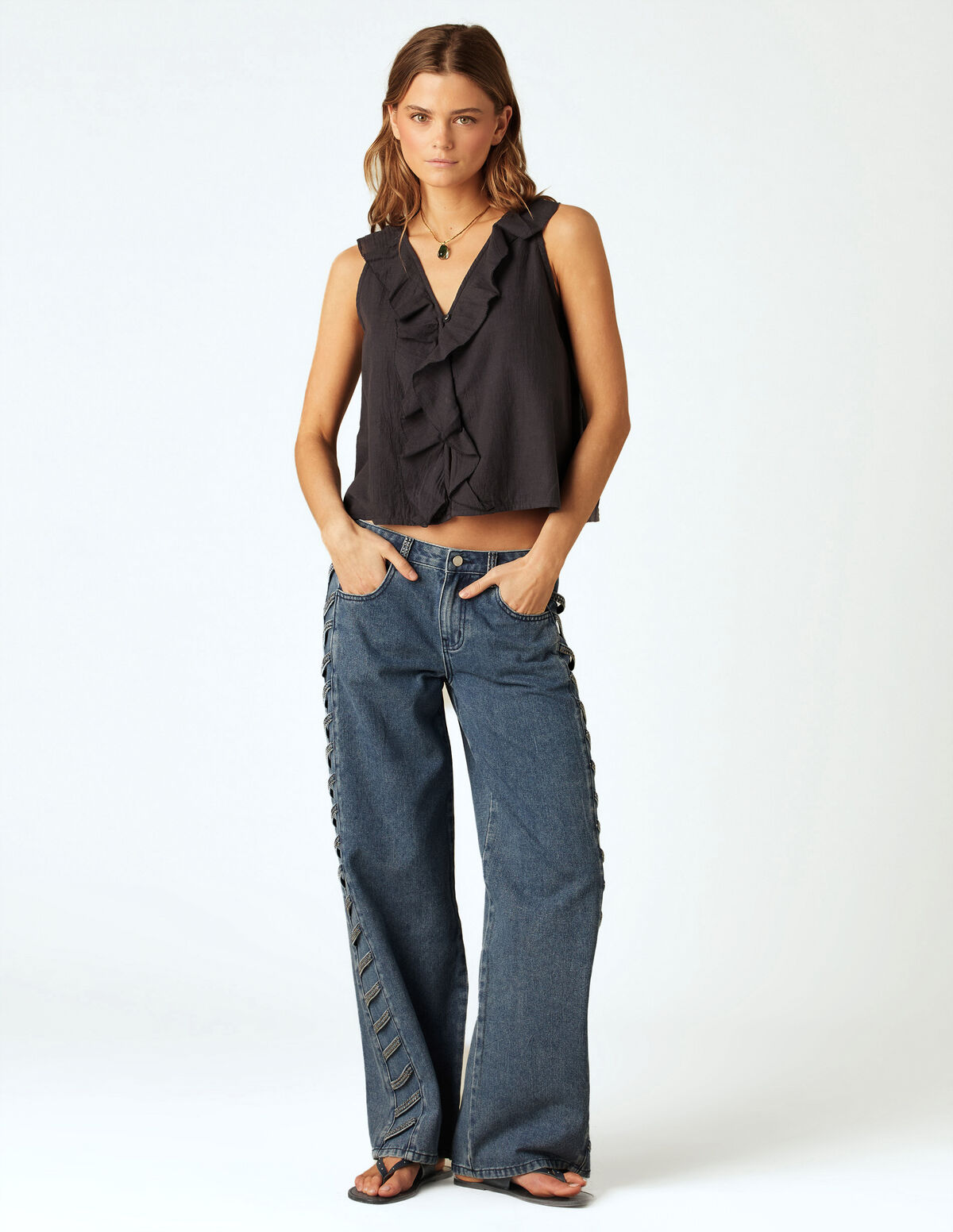 BLUE STUDDED TROUSERS