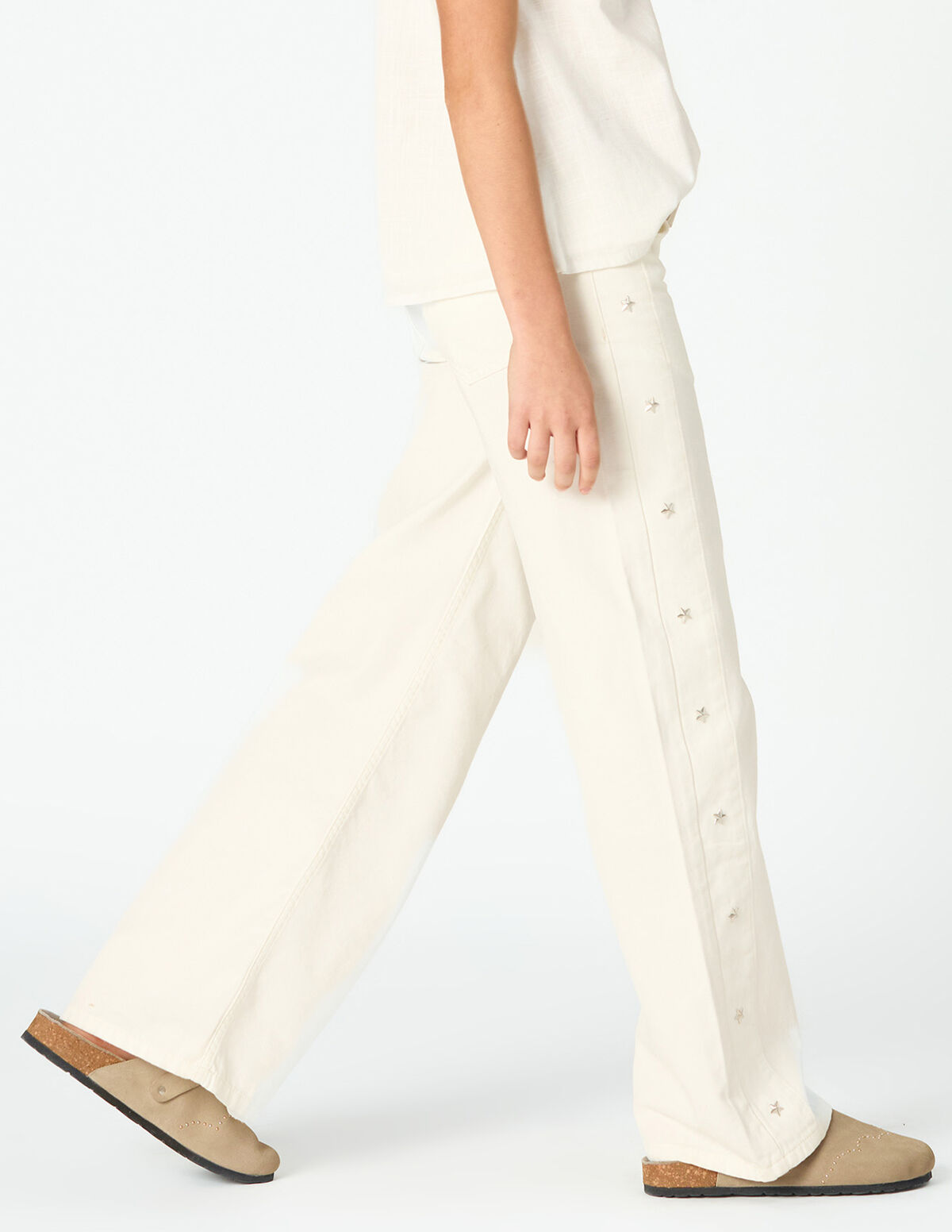 PANTAL&Oacute;N ESTRELLAS LATERAL VAQUERO BLANCO