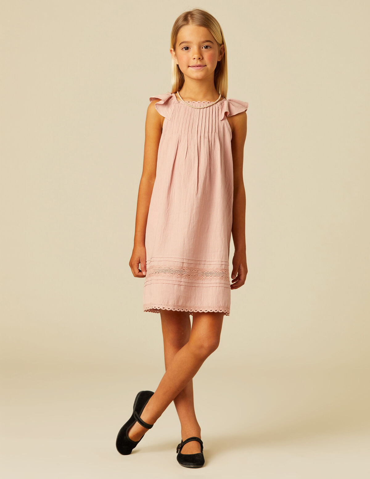 VESTIDO JARETAS VOLANTE ROSA