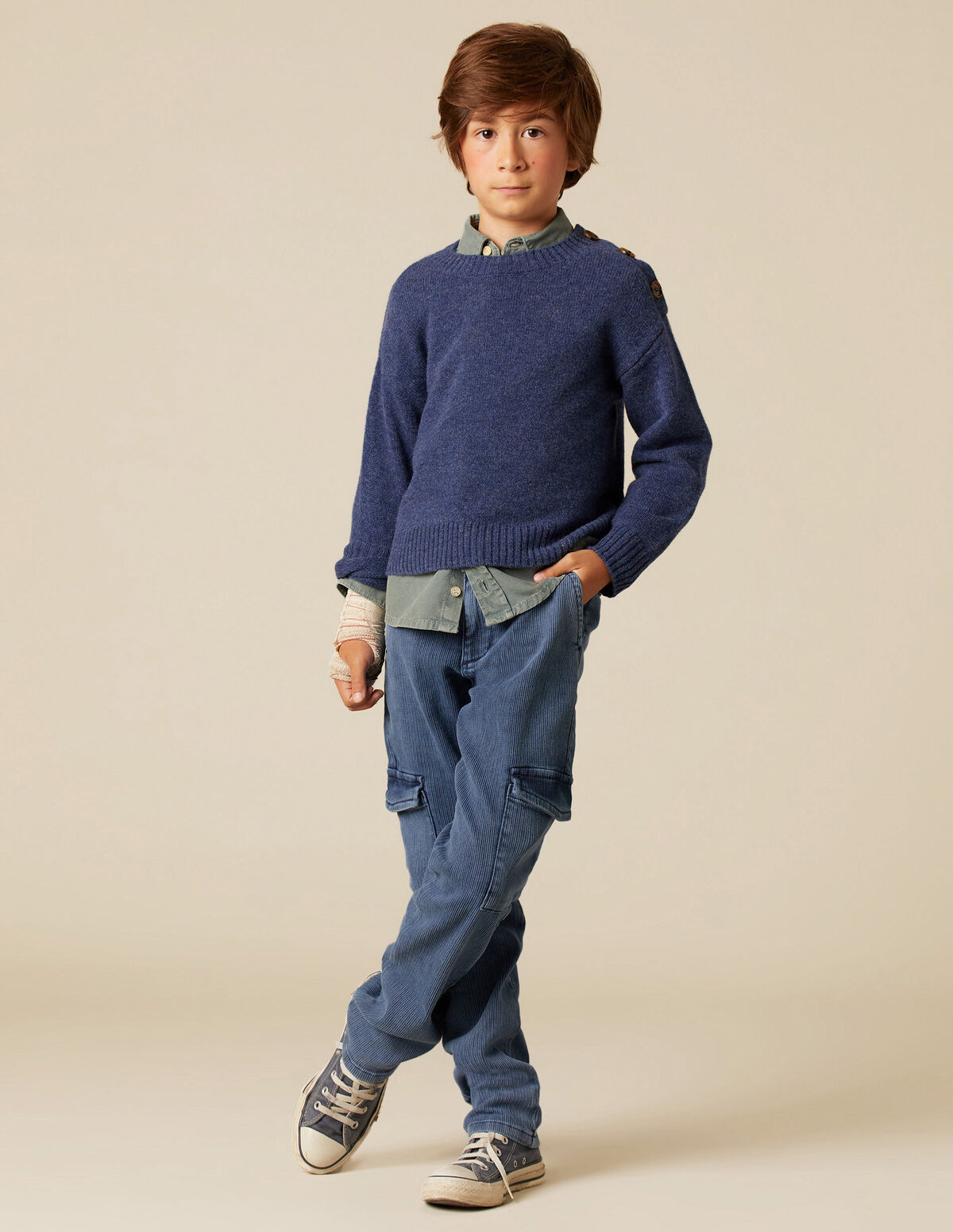 BLUE BUTTONED JUMPER