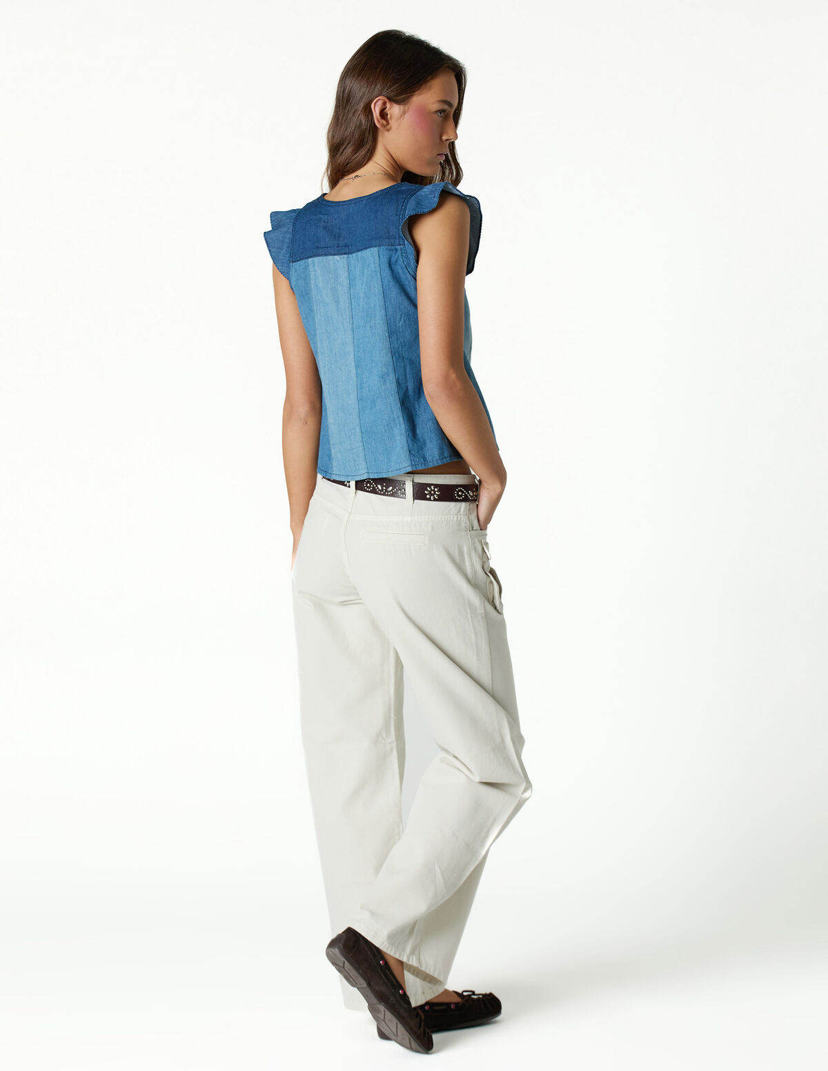 TOP DENIM PATCHWORK AZUL