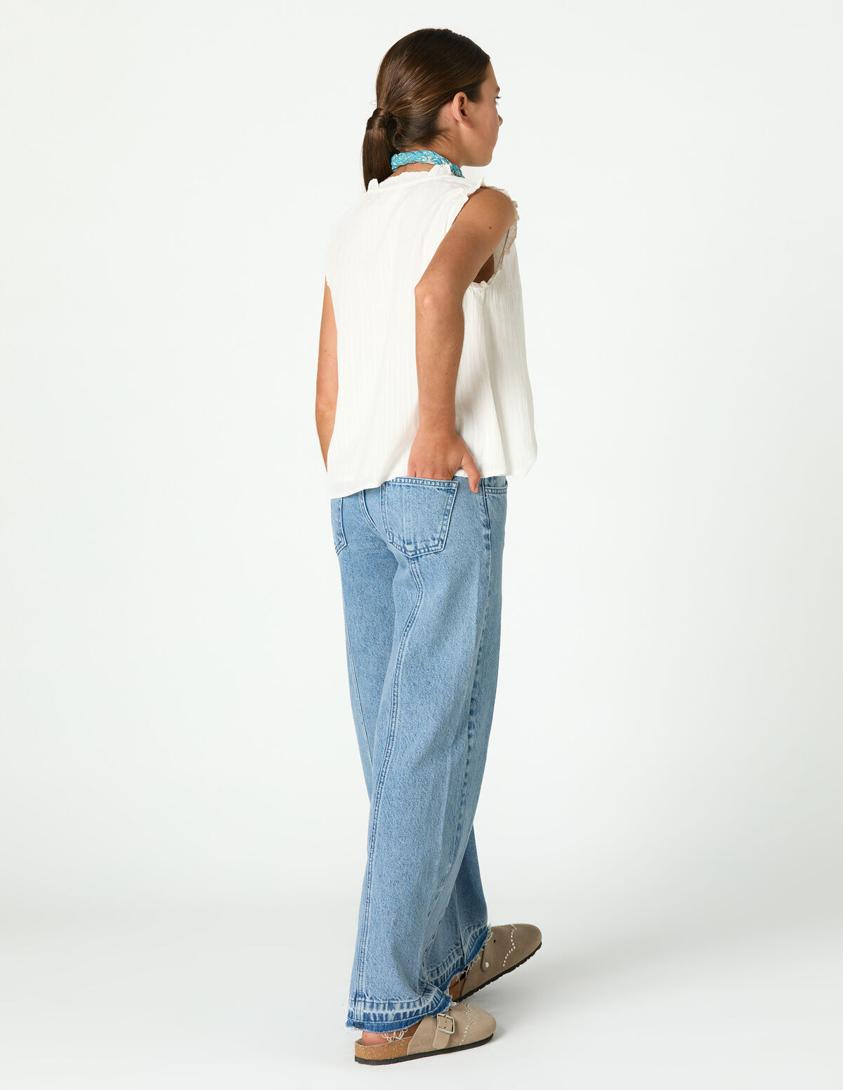 BLUE FRINGED JEANS
