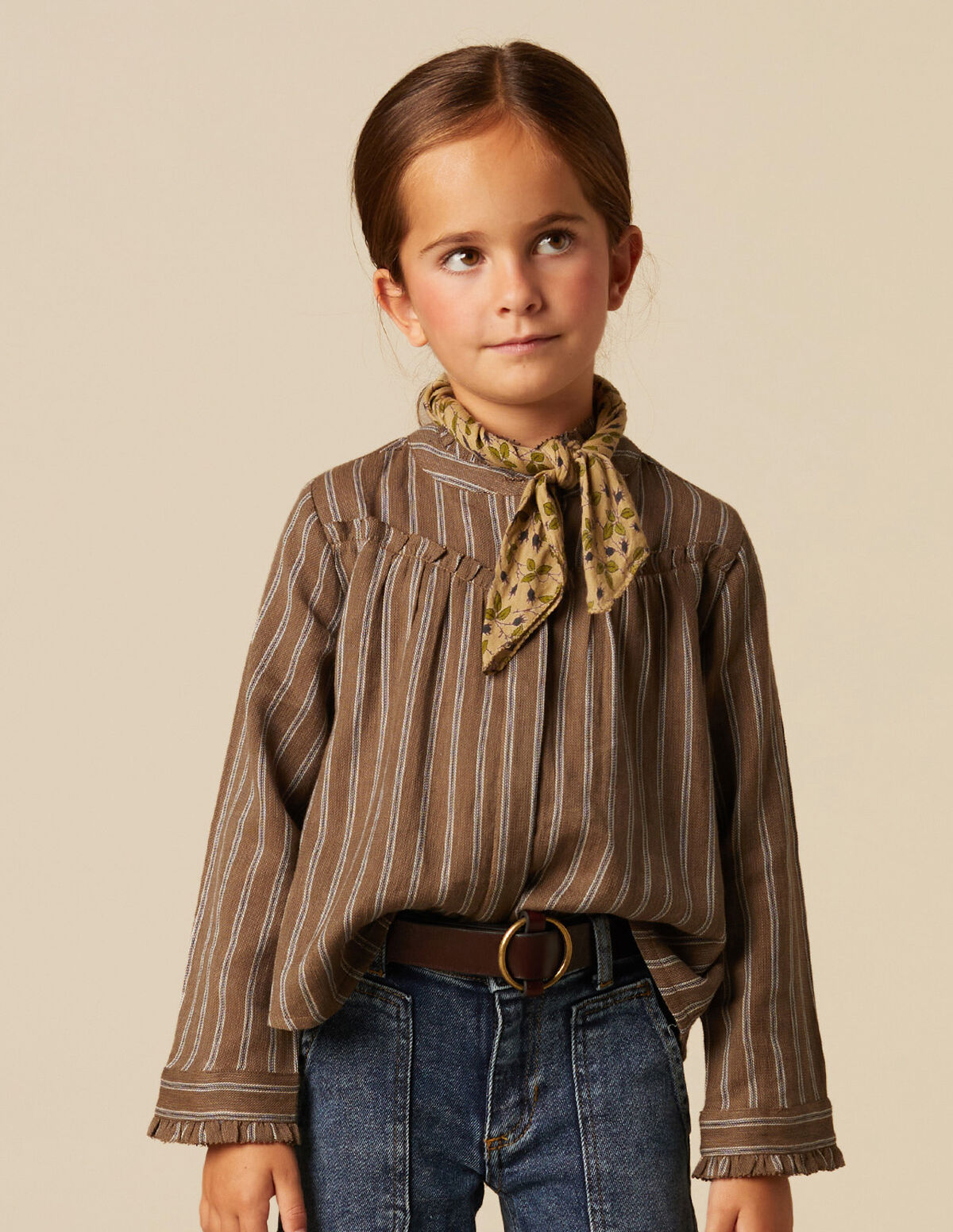 CHEMISE RAYURE MARRON
